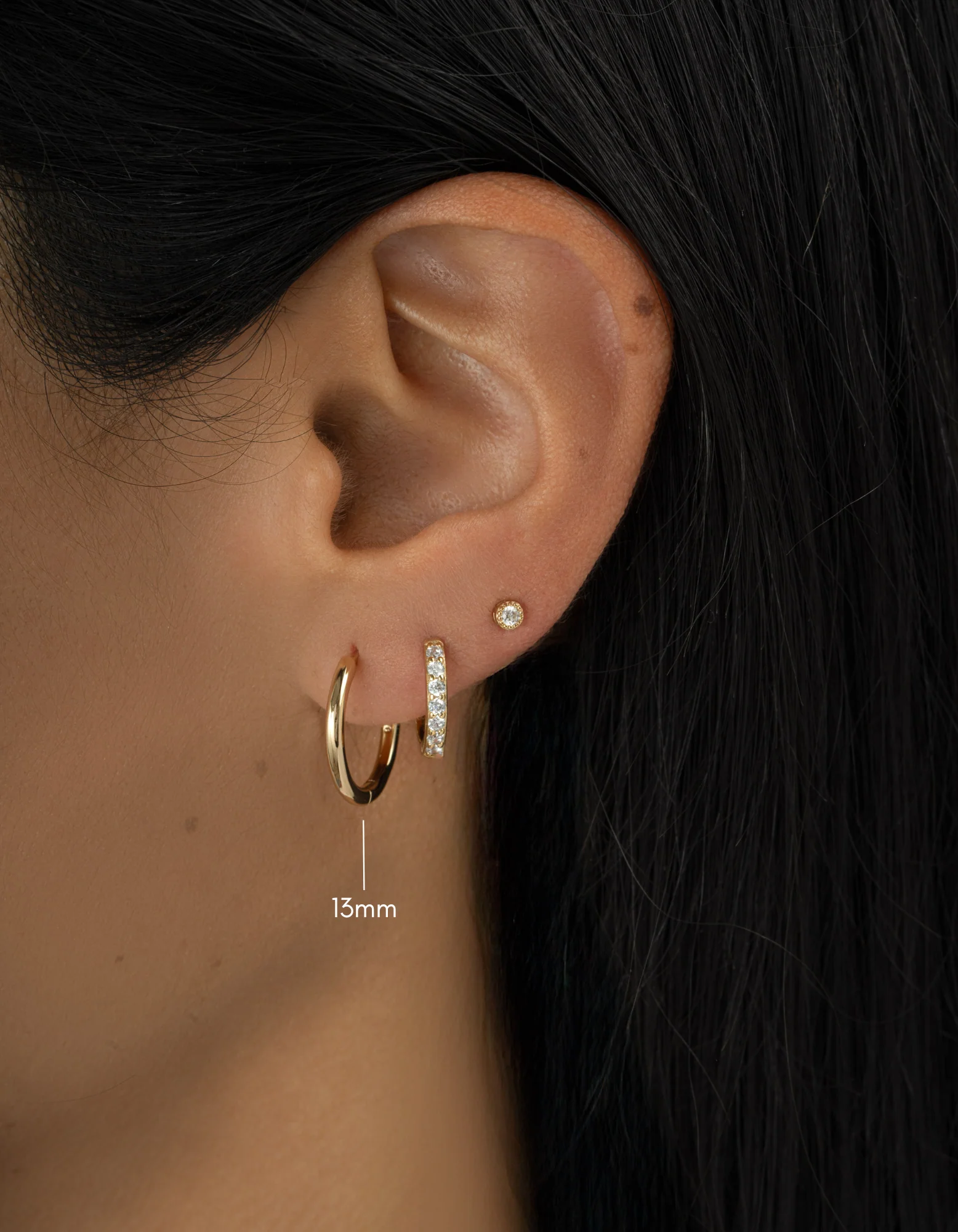 13mm Minimalist Small Hoop Earrings - Image 2