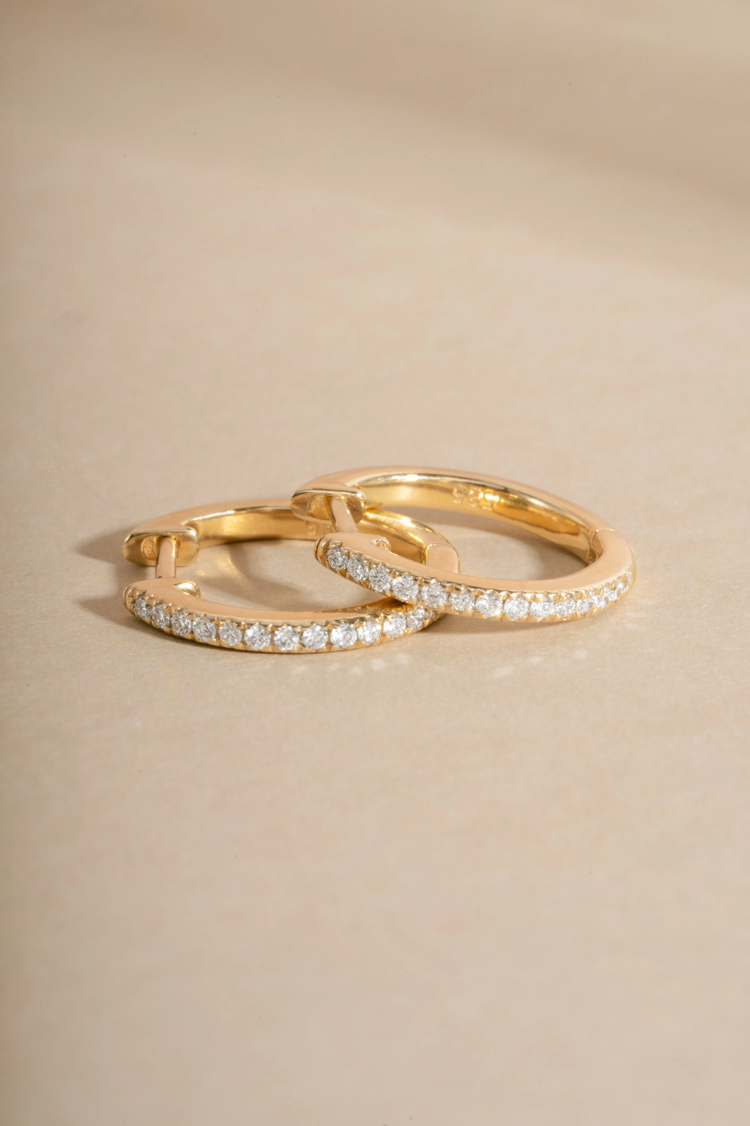 14K Solid Gold 11mm Pavé Lab Grown Diamond Huggies - Image 3