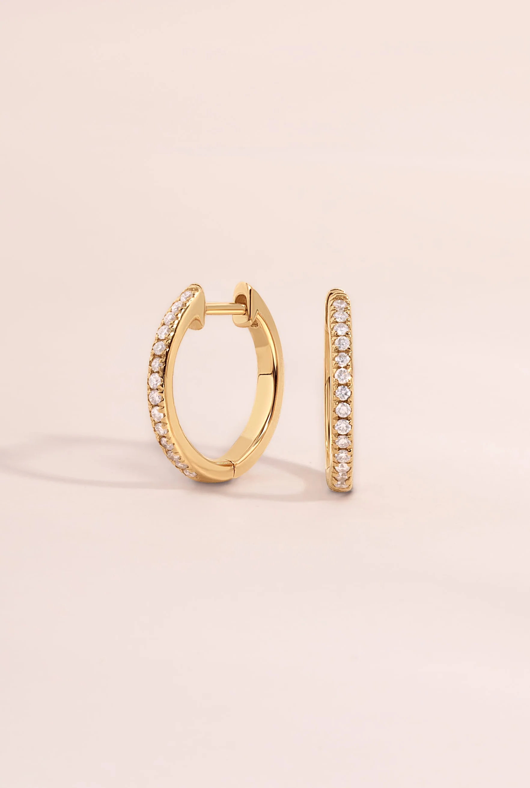 14K Solid Gold 11mm Pavé Lab Grown Diamond Huggies - Image 4