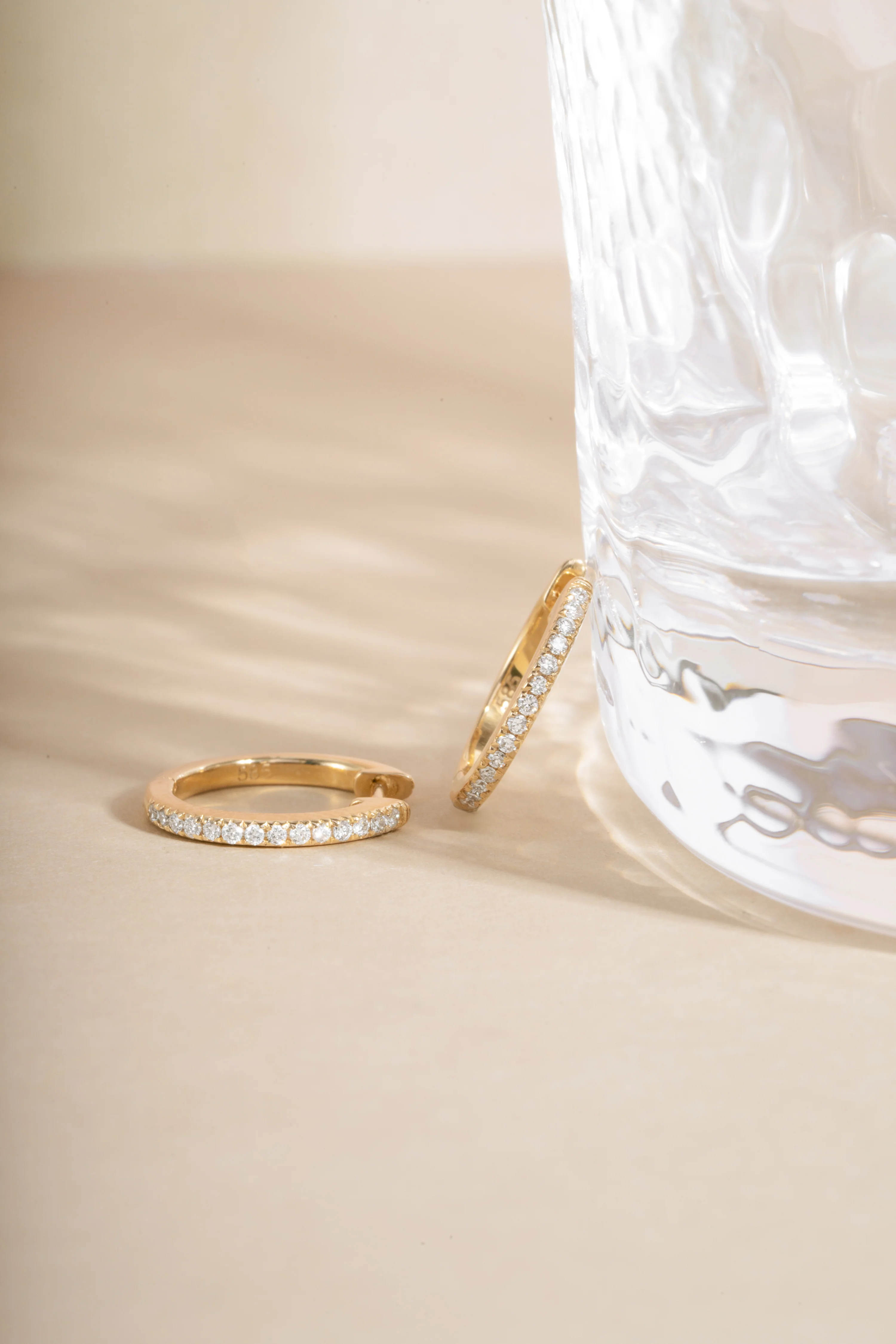 14K Solid Gold 11mm Pavé Lab Grown Diamond Huggies - Image 5