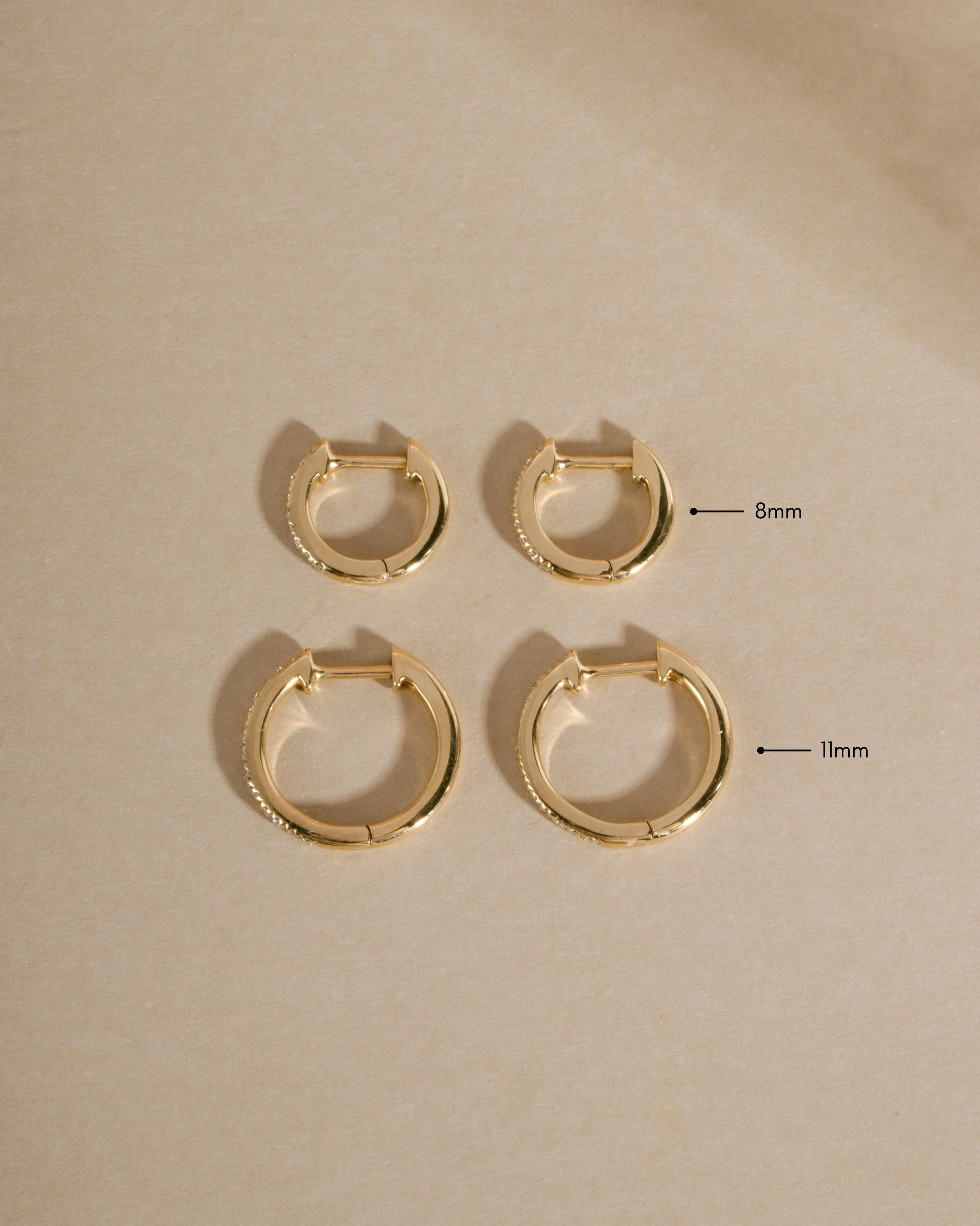 14K Solid Gold 11mm Pavé Lab Grown Diamond Huggies - Image 6