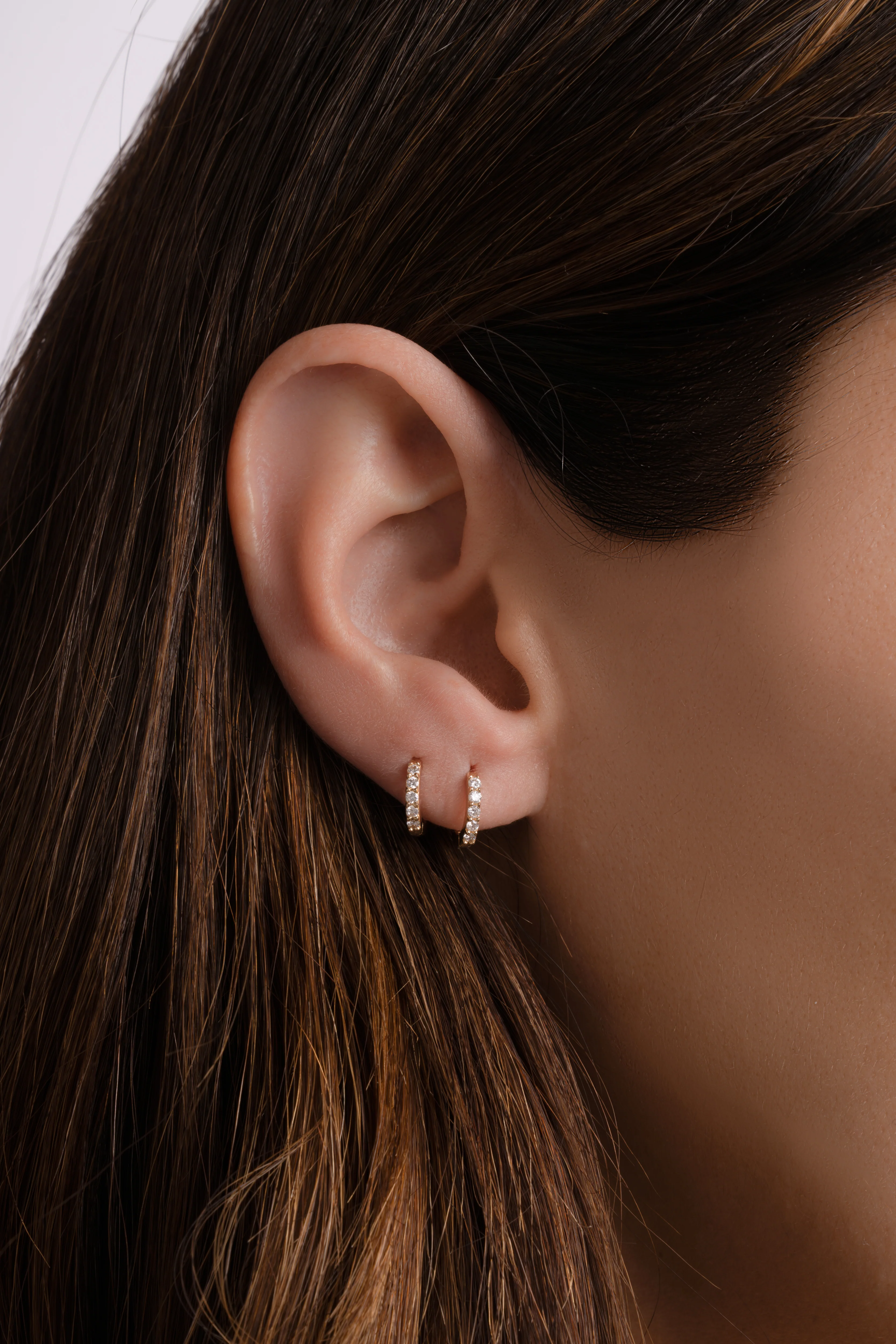 14K Solid Gold 7mm Lab Grown Diamond Huggies - Image 2