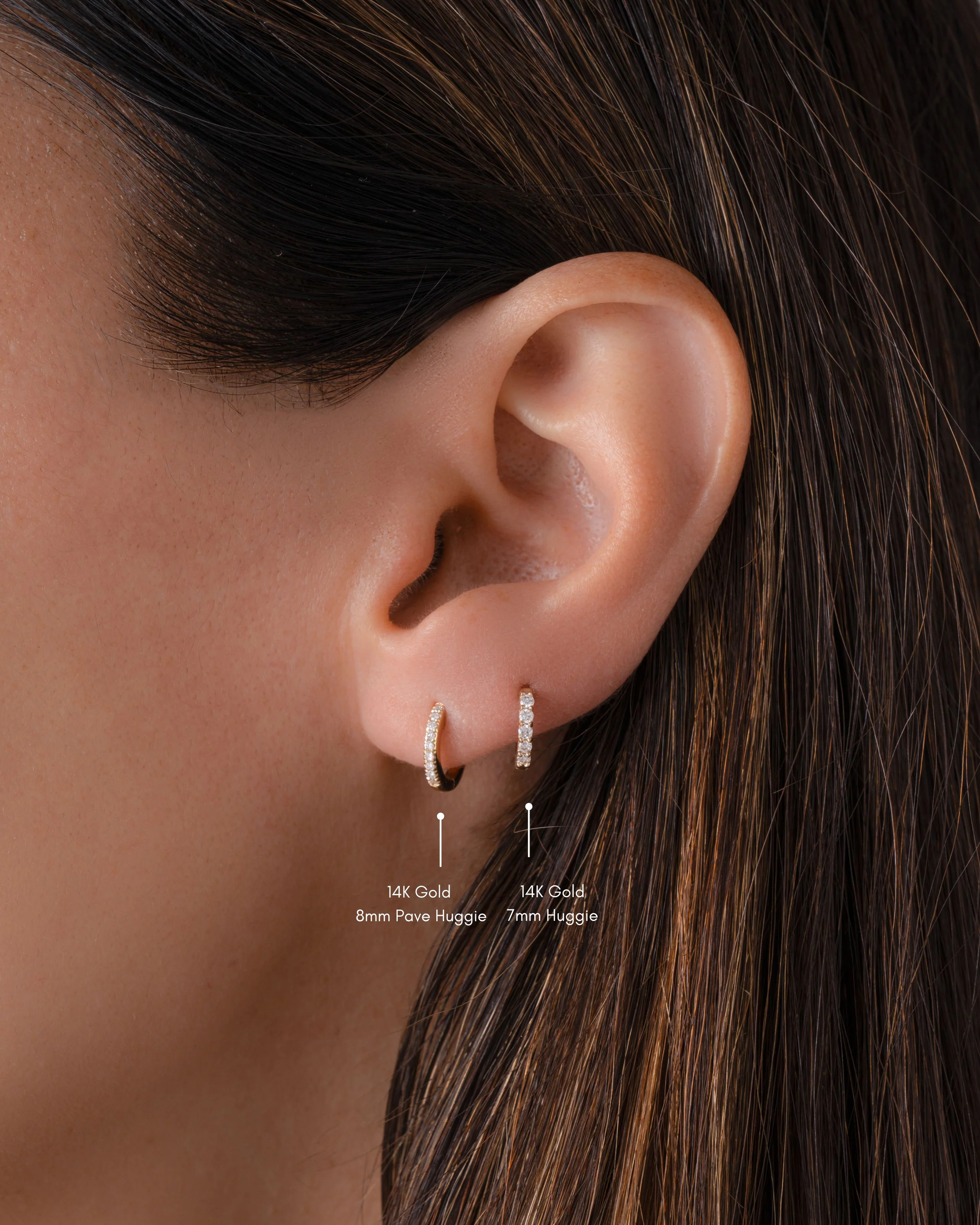 14K Solid Gold 7mm Lab Grown Diamond Huggies - Image 4