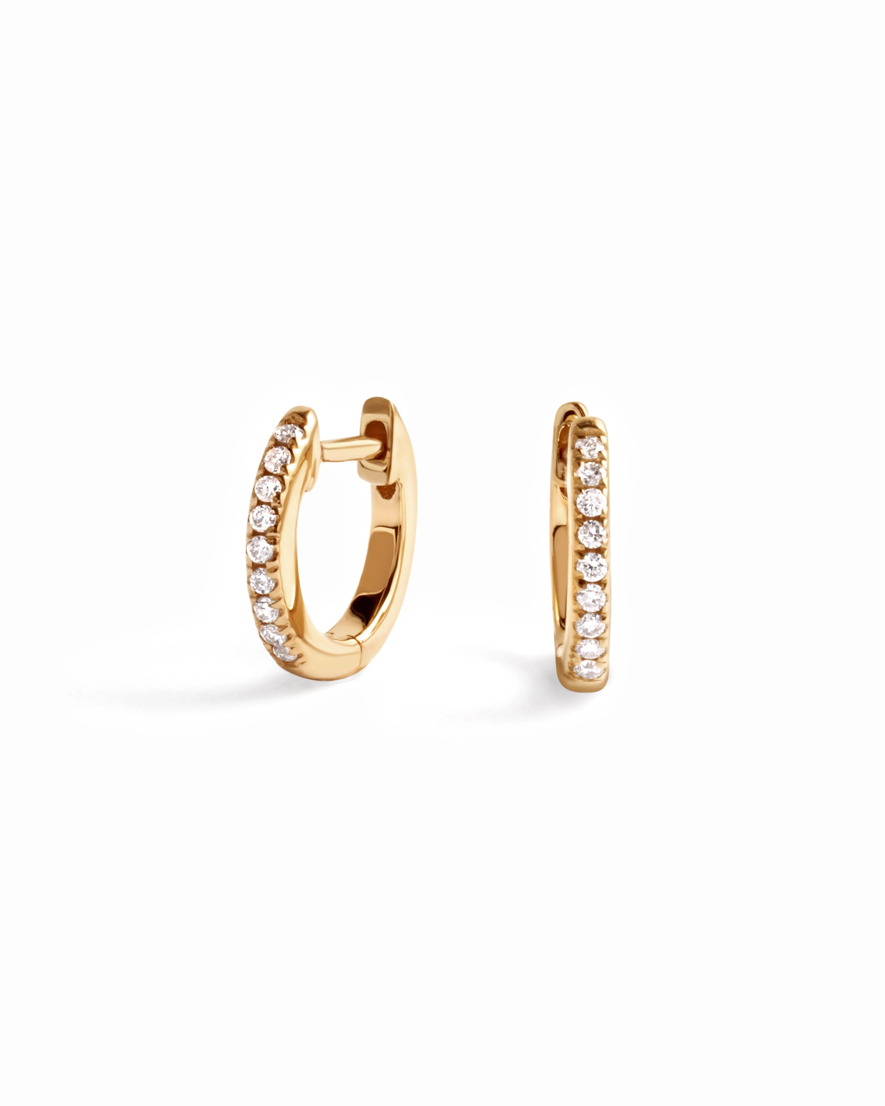 14K Solid Gold 8mm Pavé Lab Grown Diamond Huggies