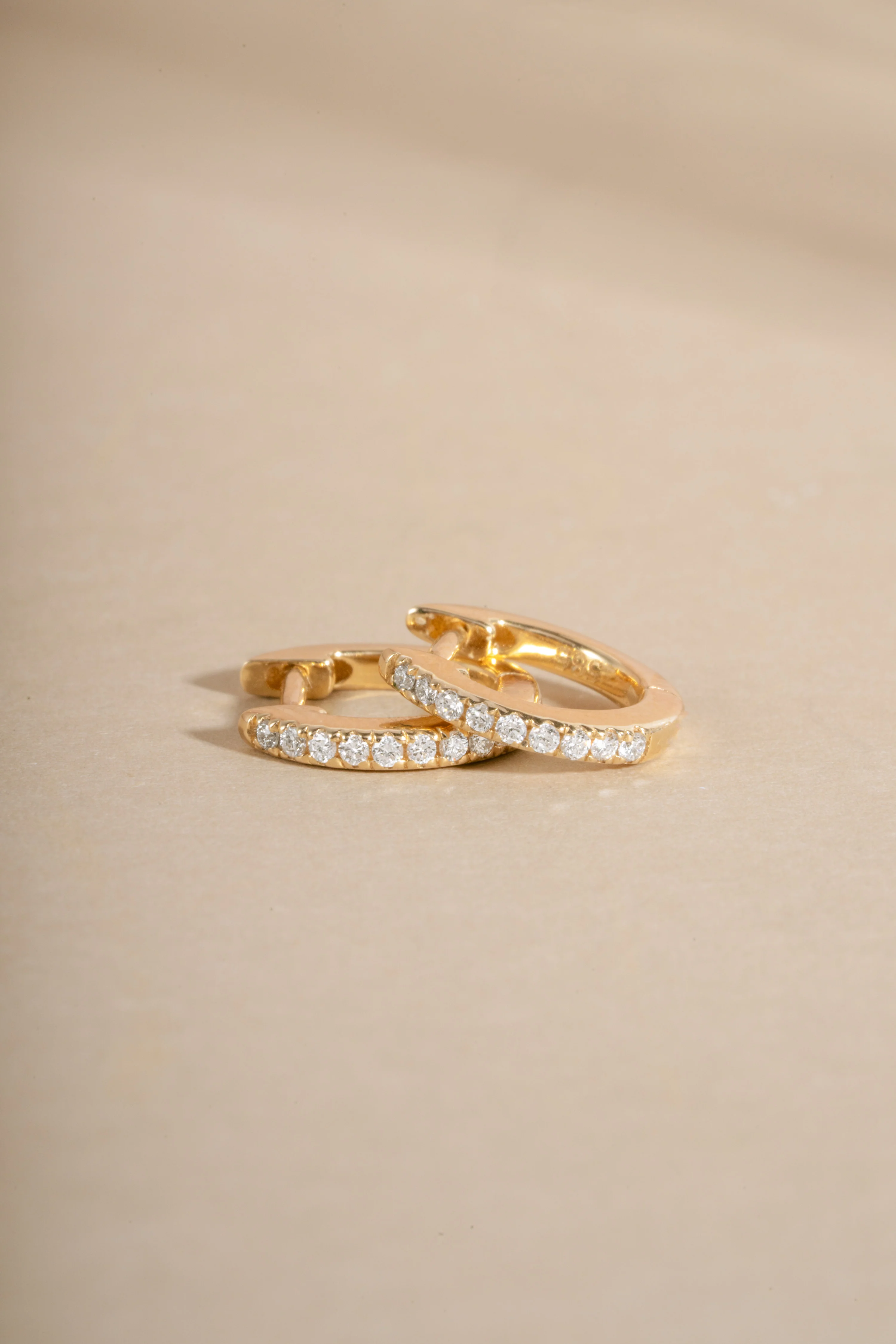 14K Solid Gold 8mm Pavé Lab Grown Diamond Huggies - Image 10