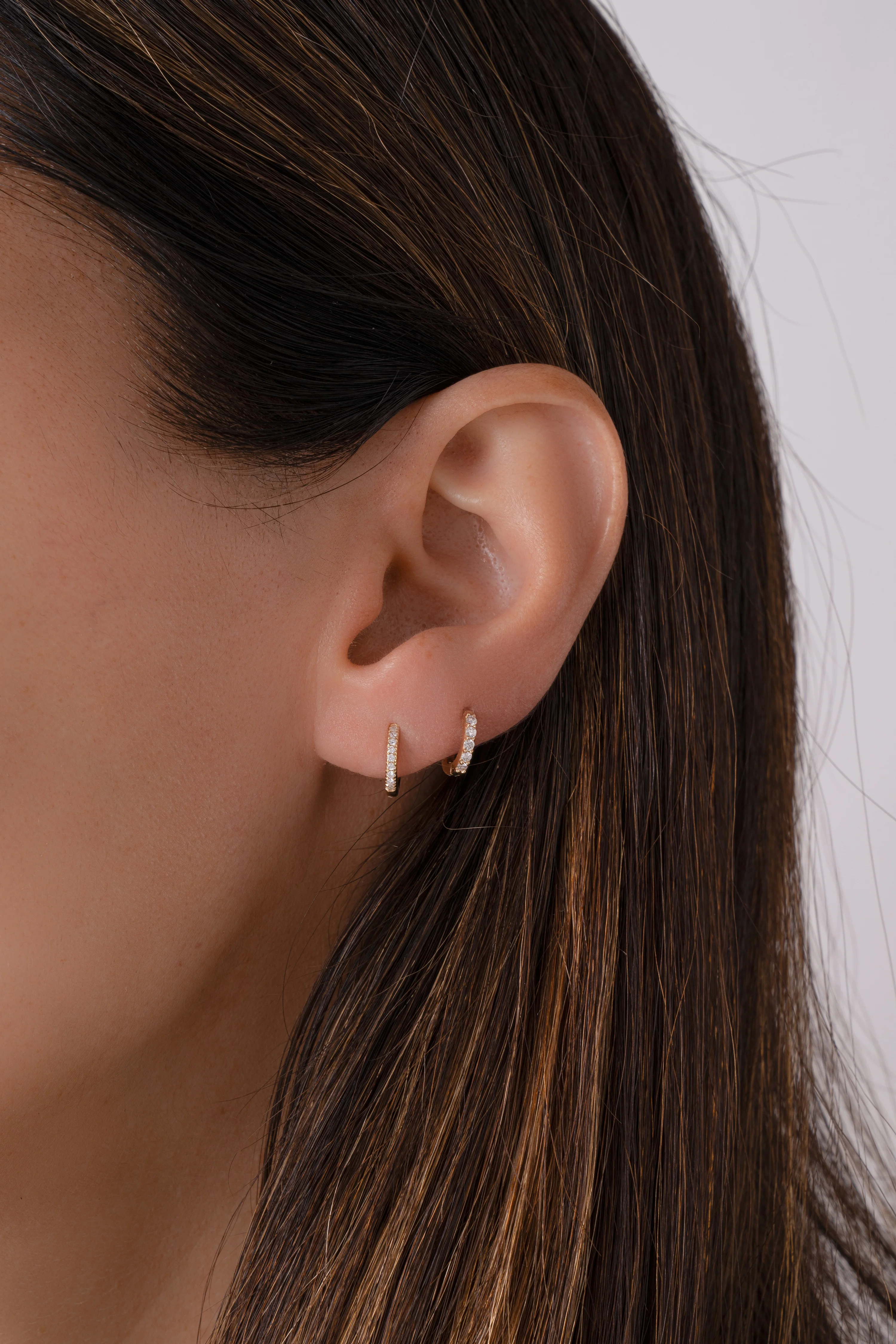 14K Solid Gold 8mm Pavé Lab Grown Diamond Huggies - Image 2