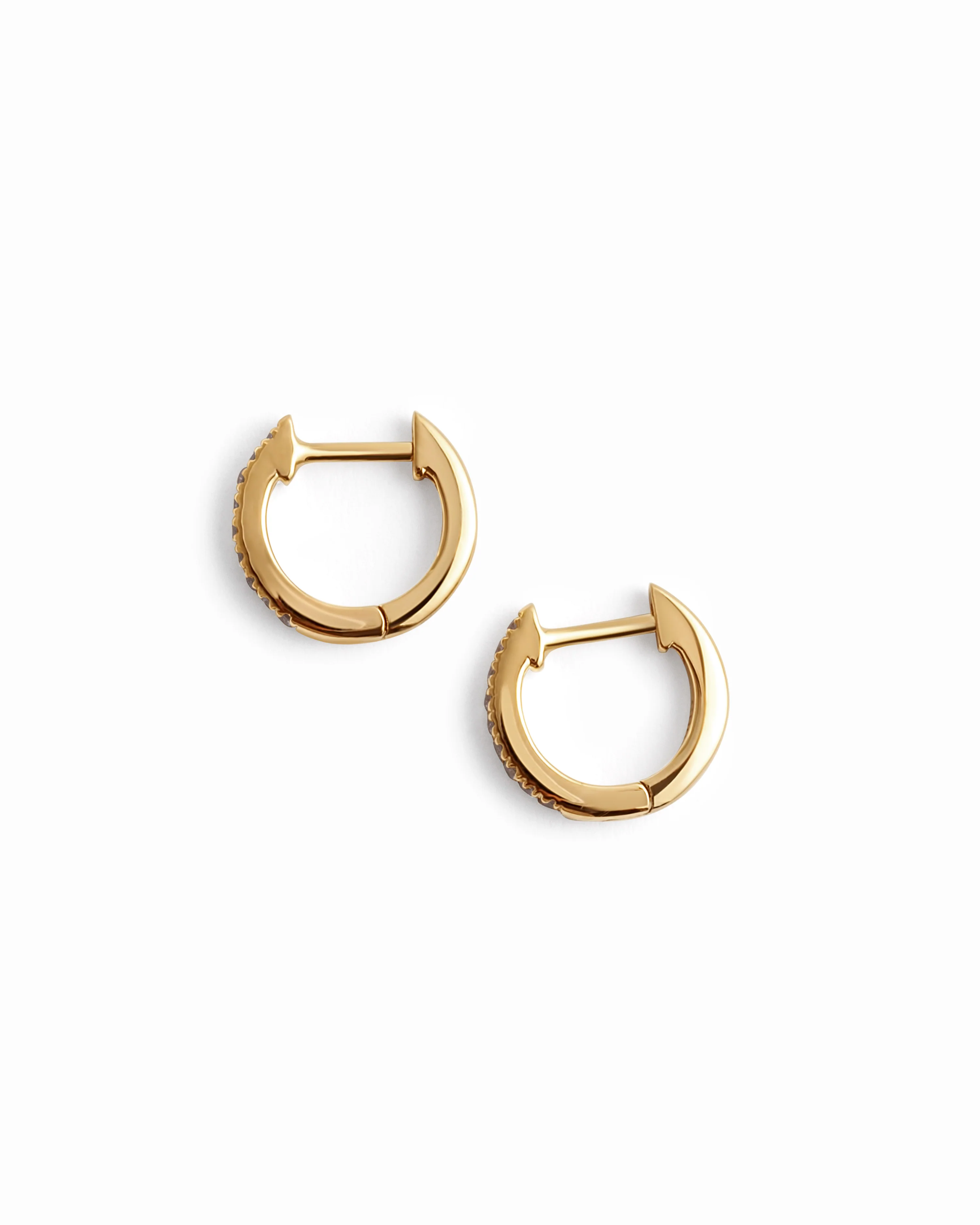 14K Solid Gold 8mm Pavé Lab Grown Diamond Huggies - Image 3