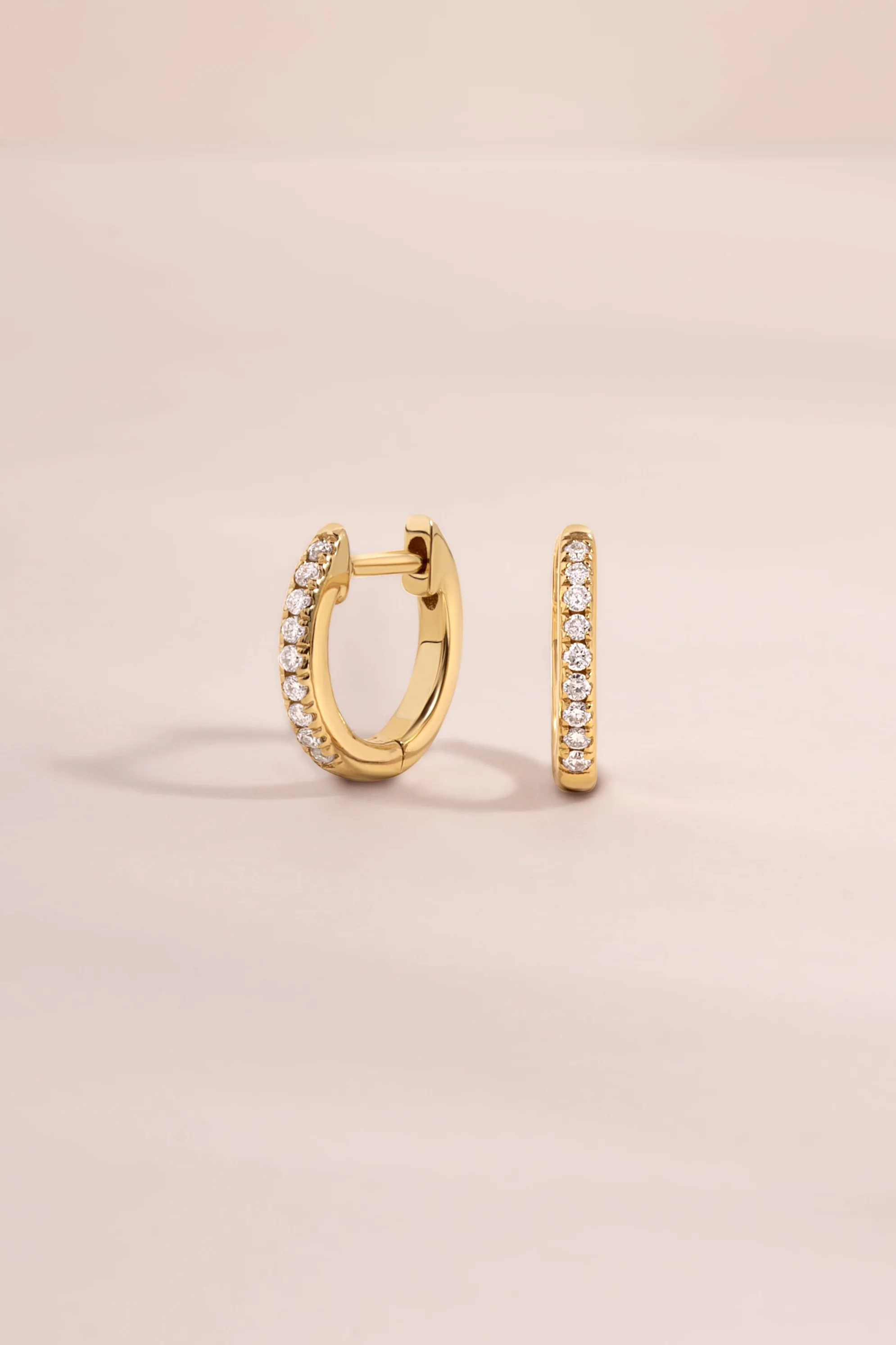 14K Solid Gold 8mm Pavé Lab Grown Diamond Huggies - Image 5