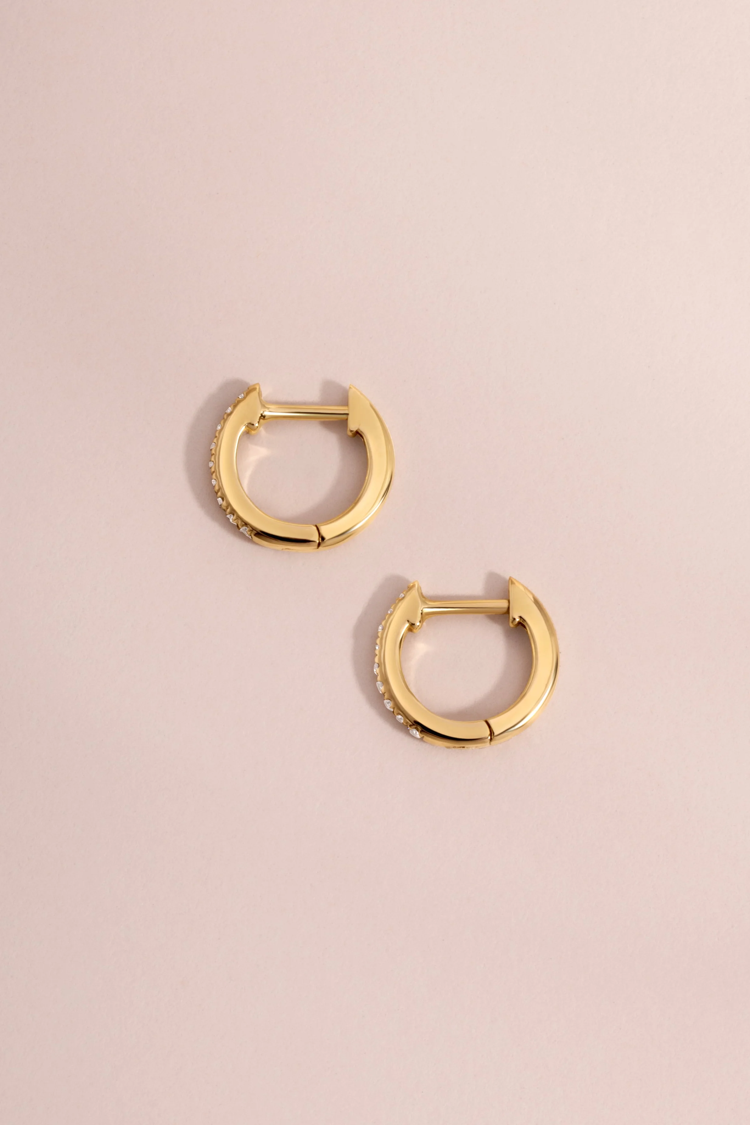 14K Solid Gold 8mm Pavé Lab Grown Diamond Huggies - Image 7