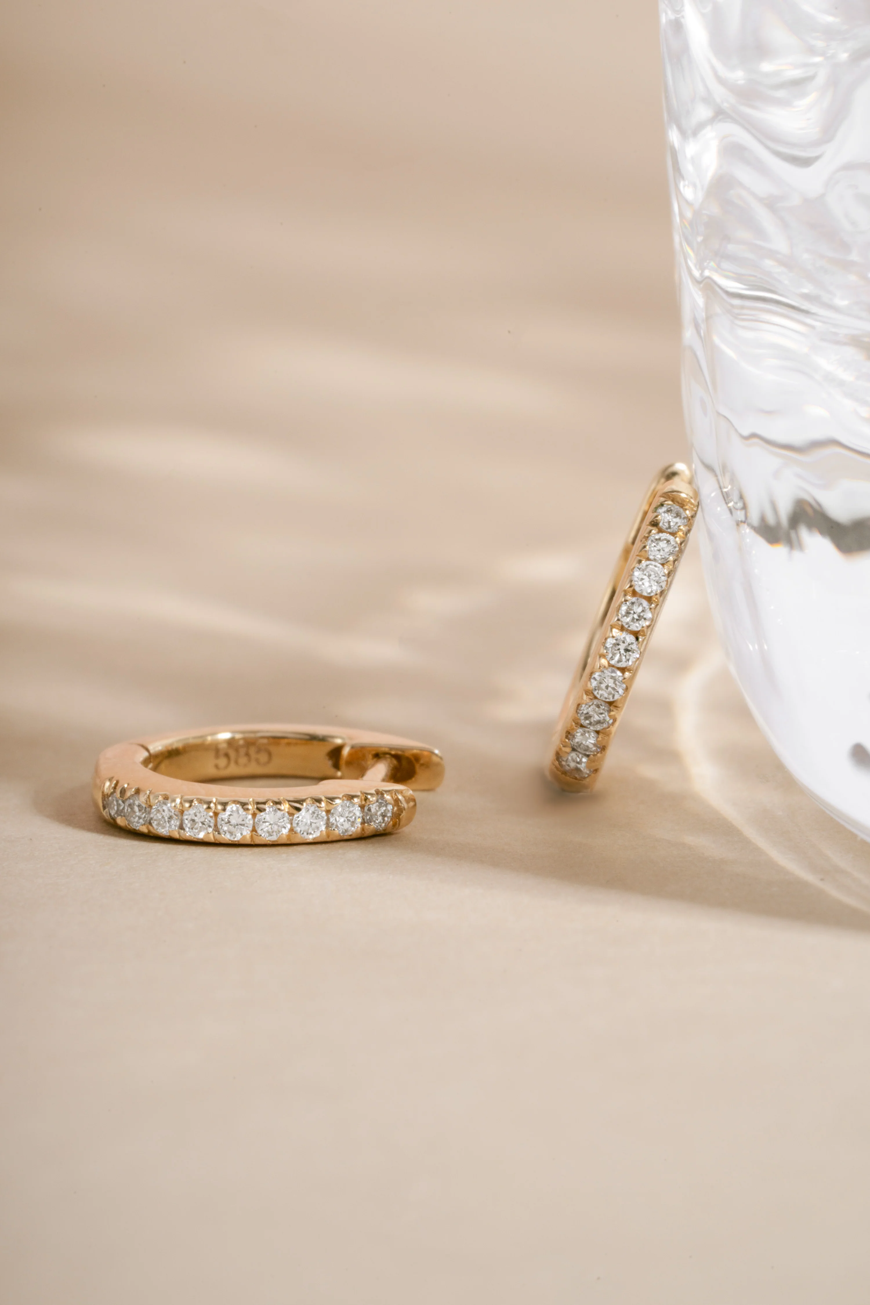 14K Solid Gold 8mm Pavé Lab Grown Diamond Huggies - Image 9