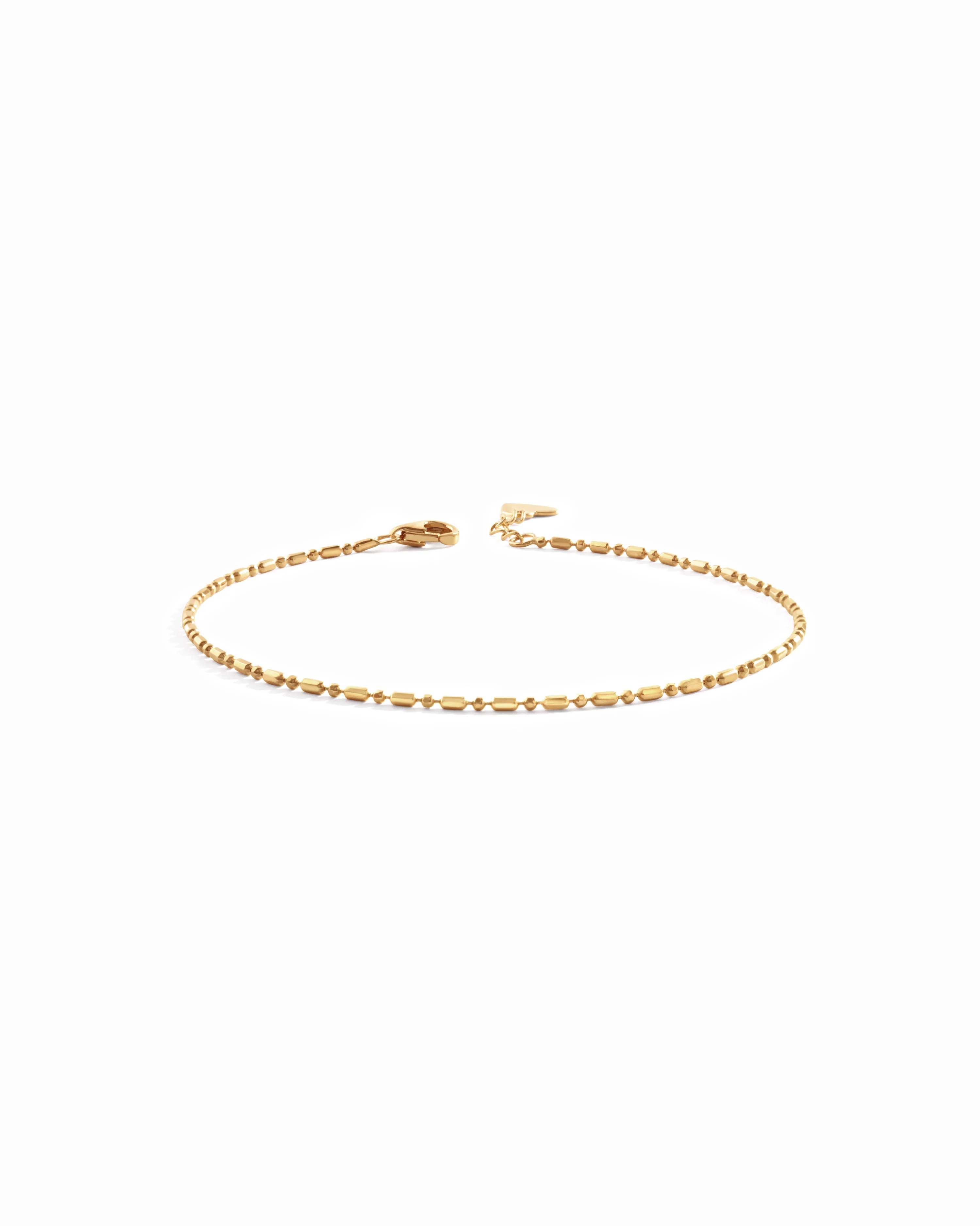 14K Solid Gold Bar Station Chain Bracelet
