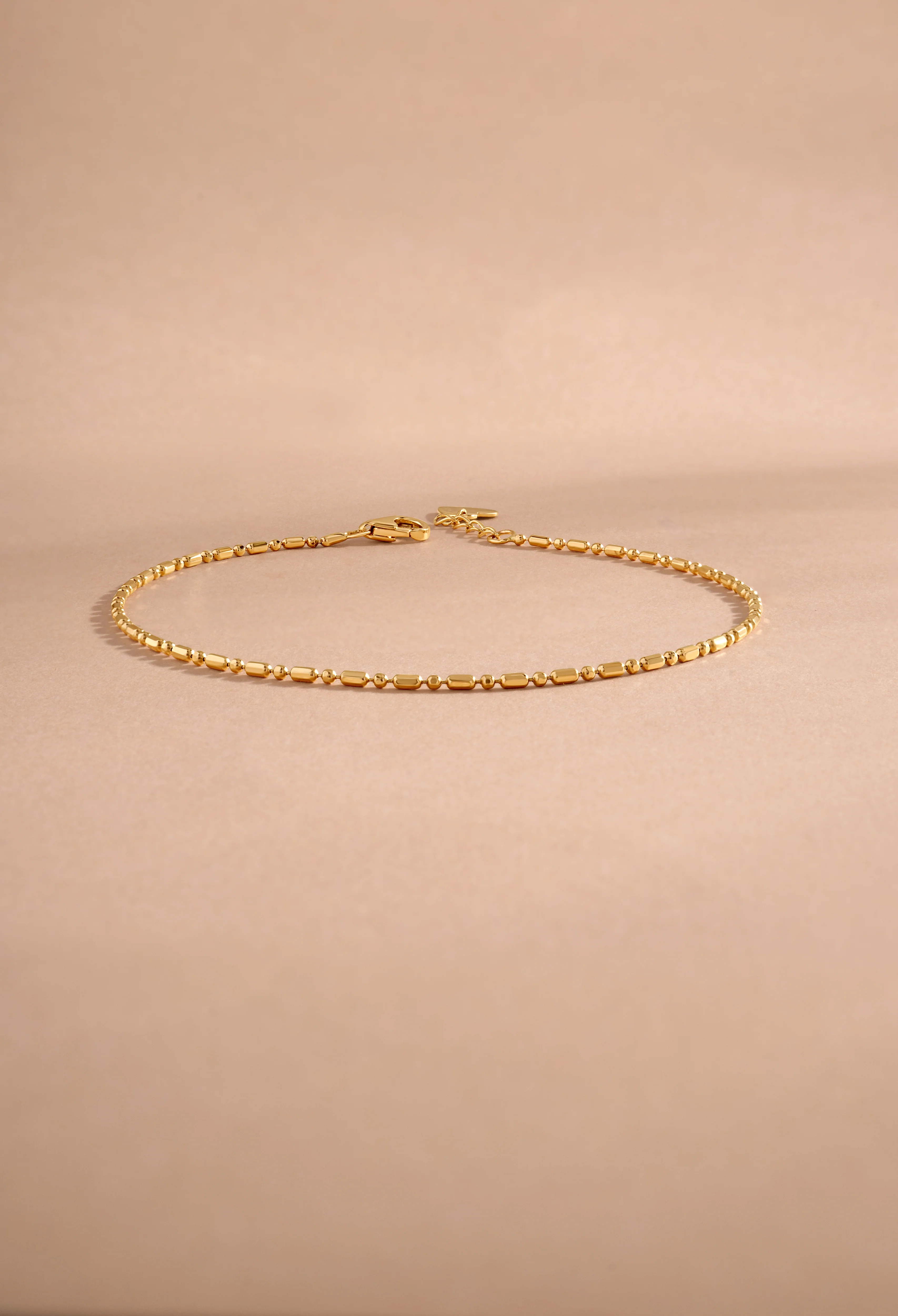14K Solid Gold Bar Station Chain Bracelet - Image 3