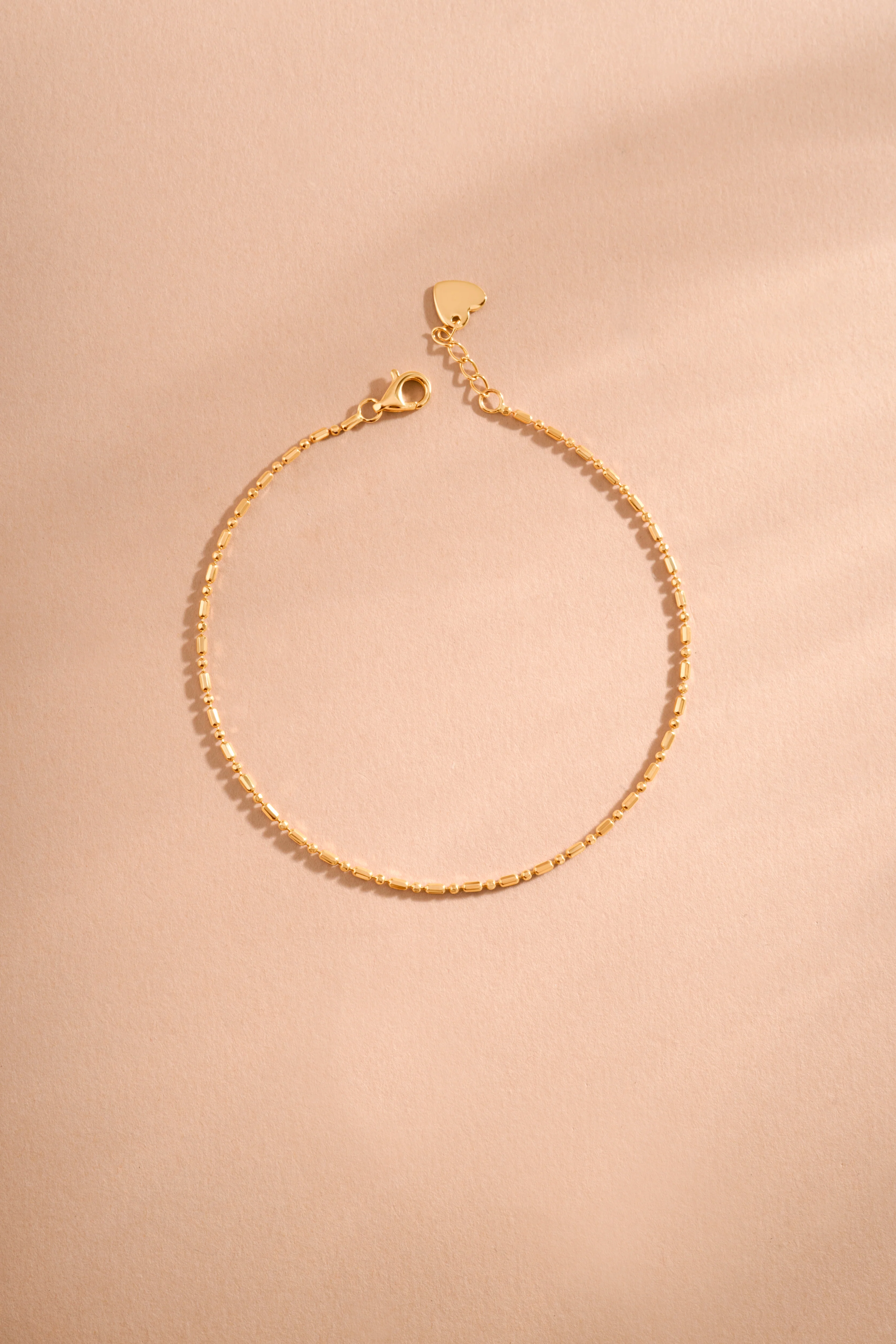 14K Solid Gold Bar Station Chain Bracelet - Image 5
