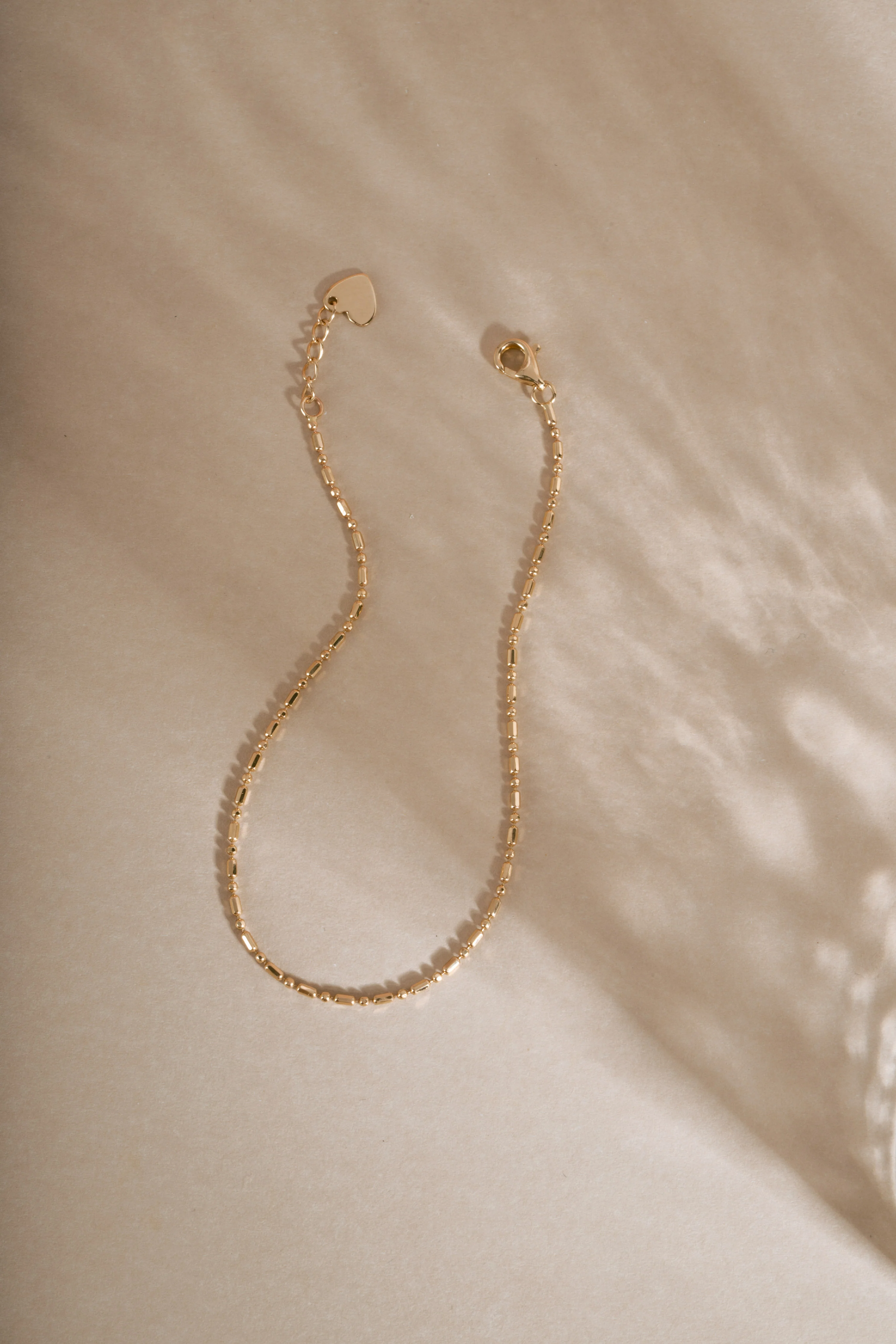 14K Solid Gold Bar Station Chain Bracelet - Image 7