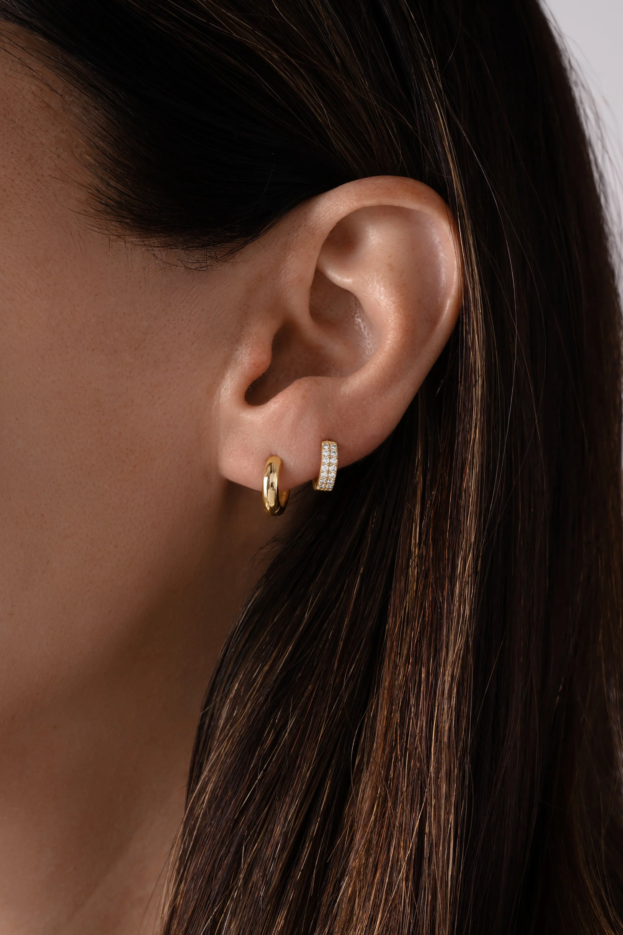 14K Solid Gold Chunky Huggies - Image 2