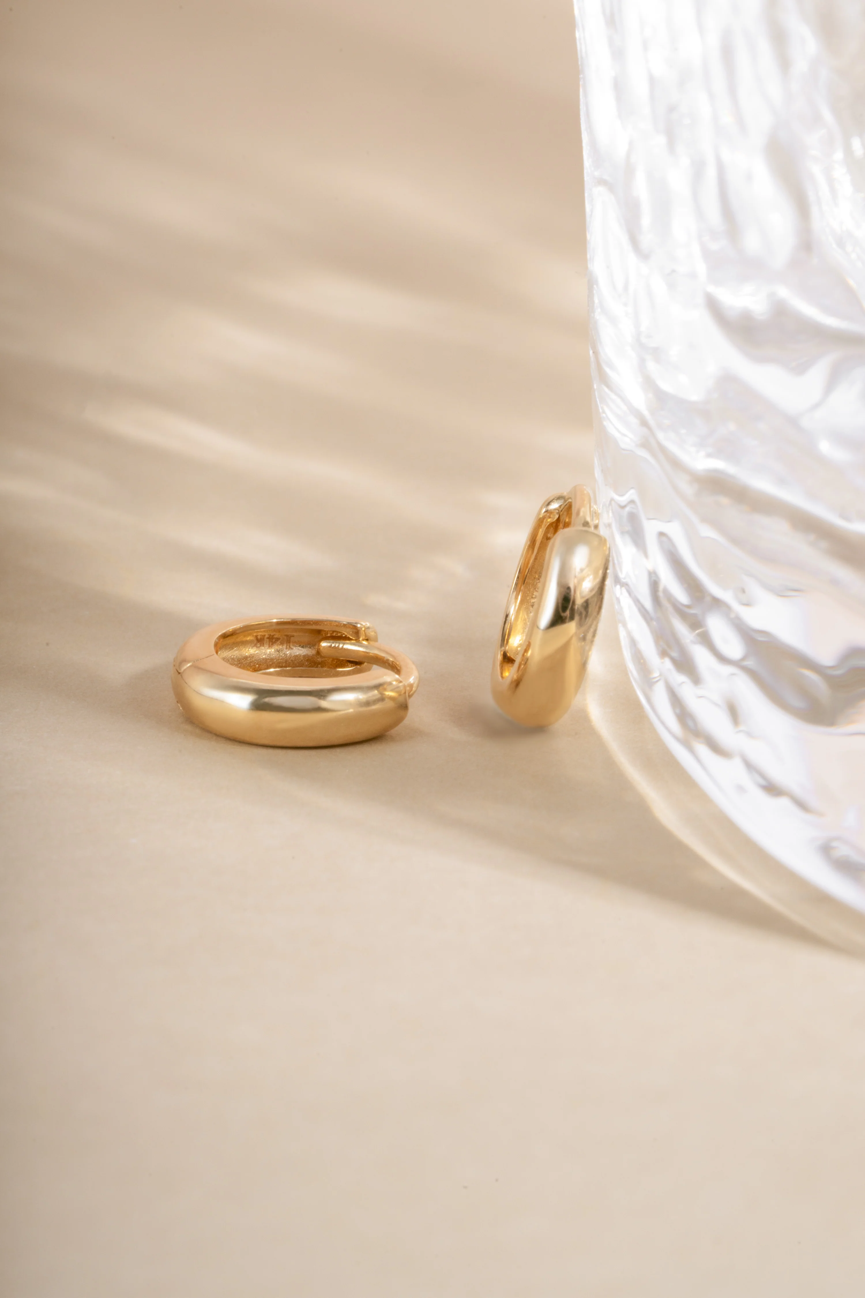 14K Solid Gold Chunky Huggies - Image 4