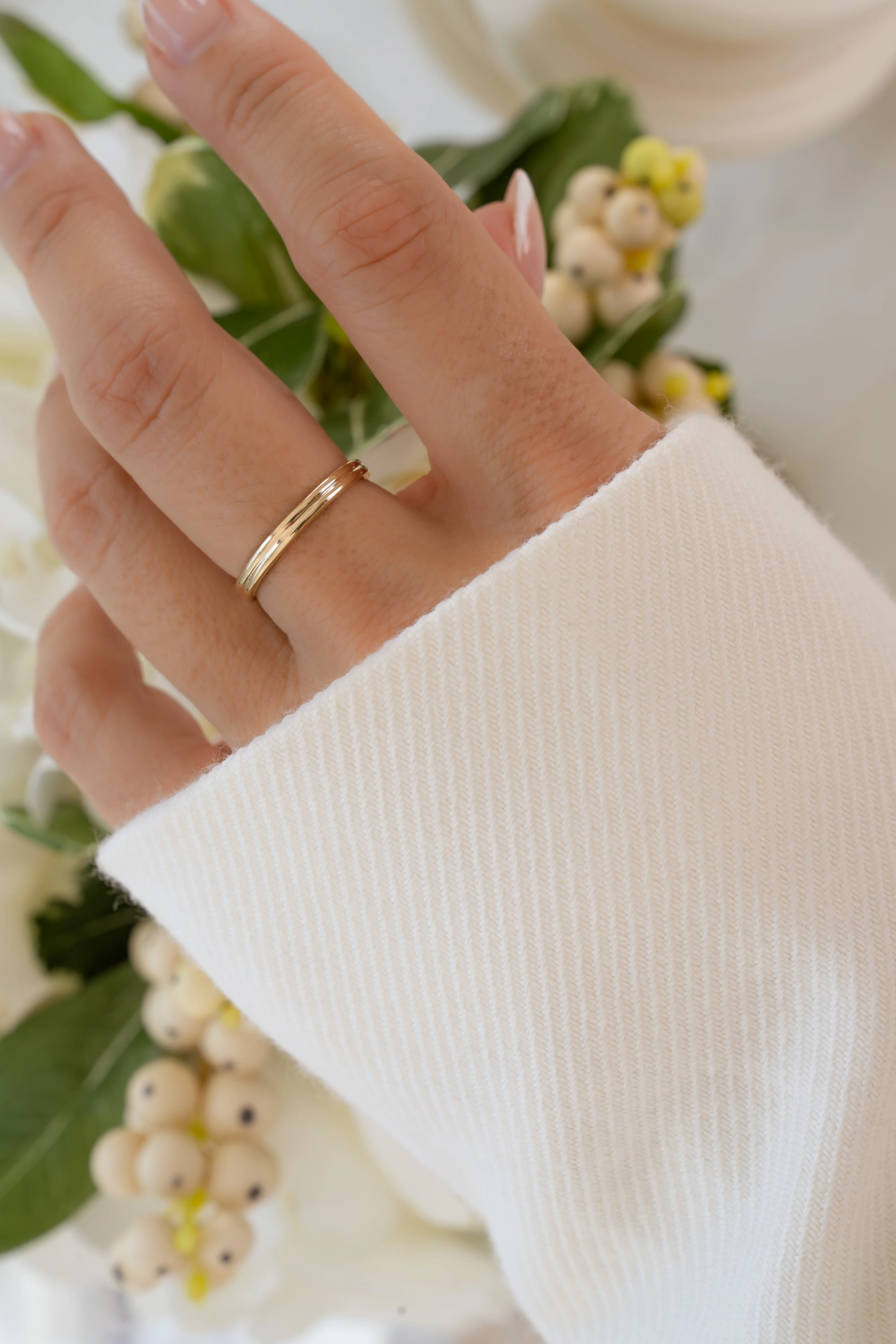 14K Solid Gold Double Band Ring - Image 2