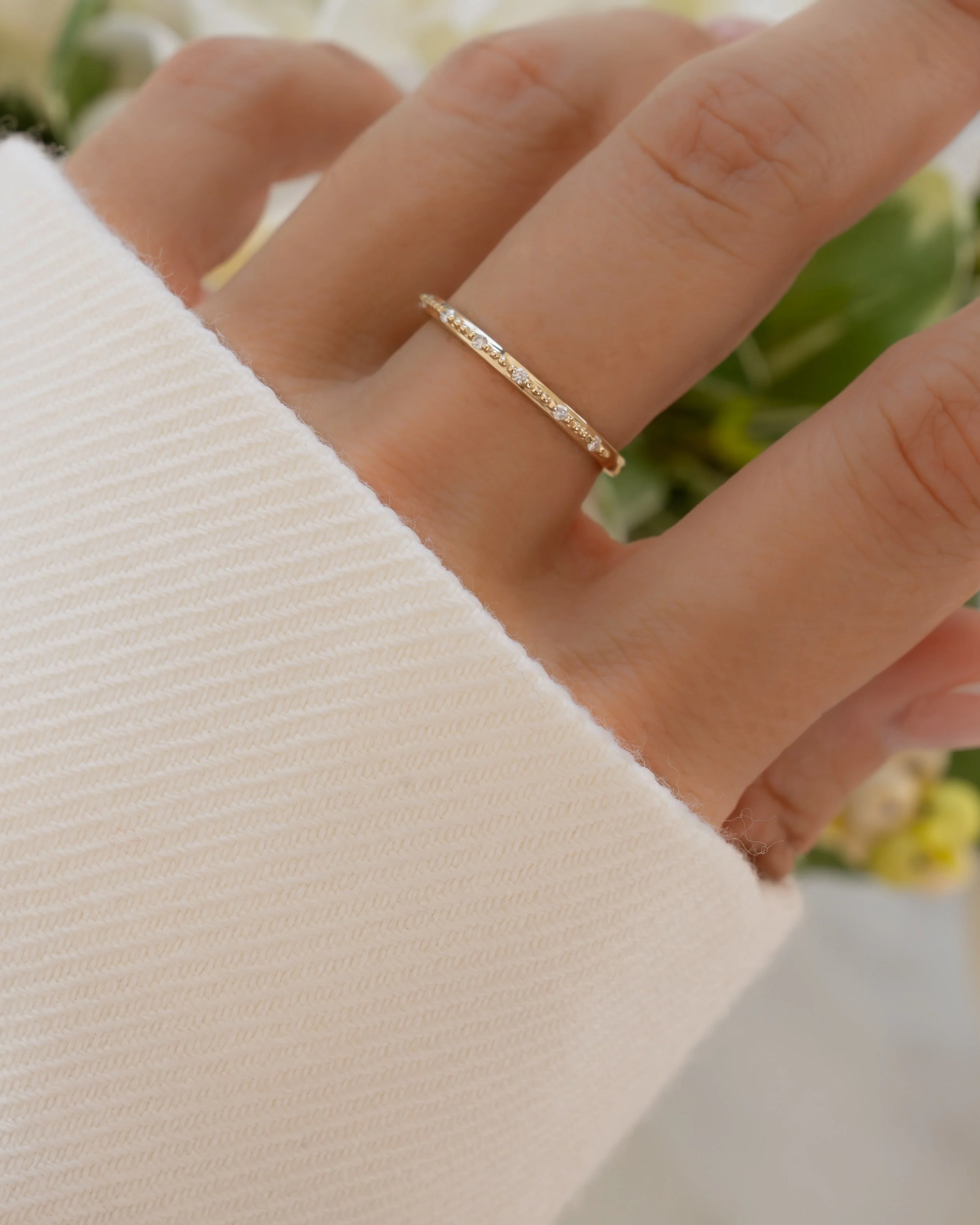 14K Solid Gold Lab Grown Diamond Mia Stacking Ring - Image 2