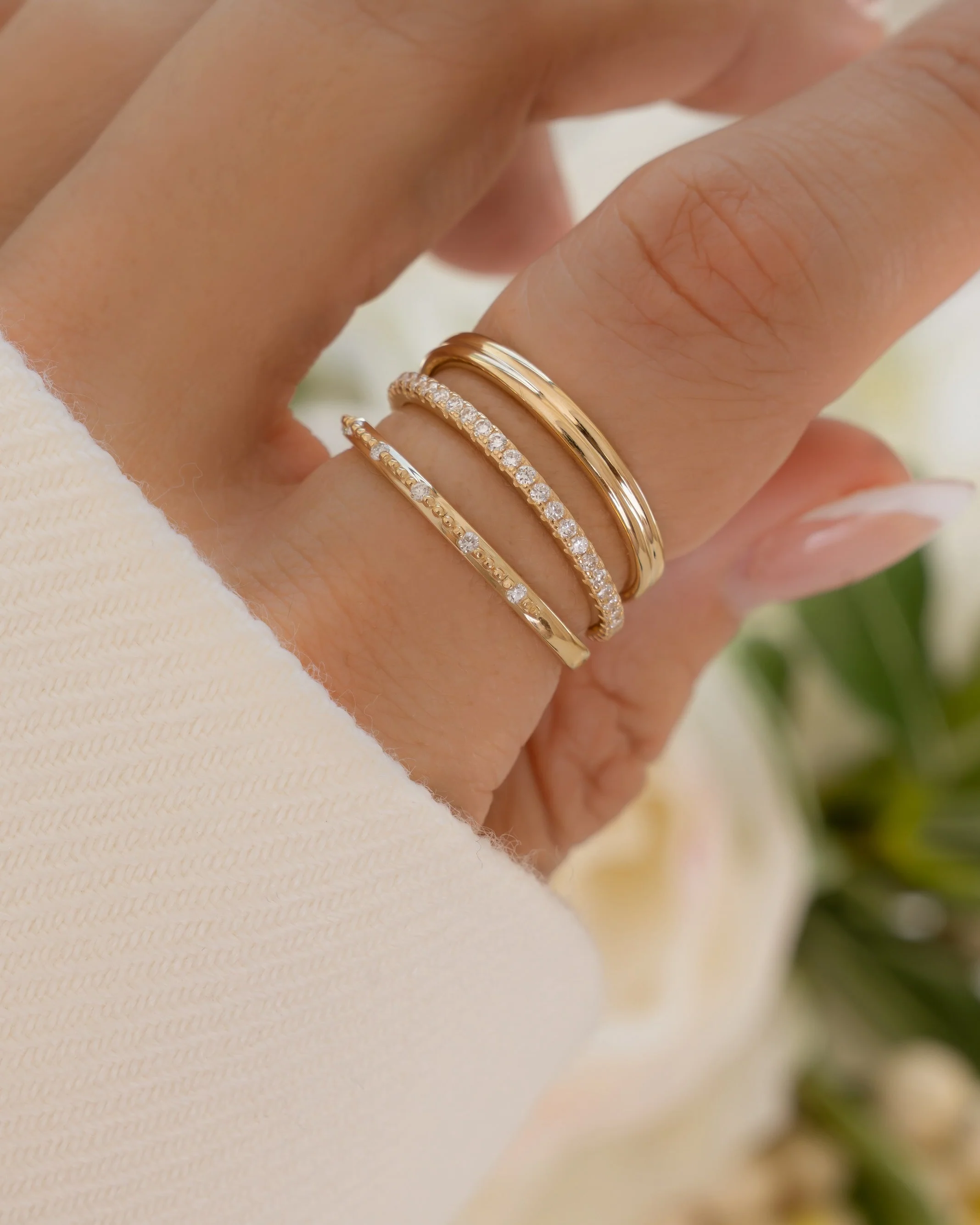 14K Solid Gold Lab Grown Diamond Mia Stacking Ring - Image 4