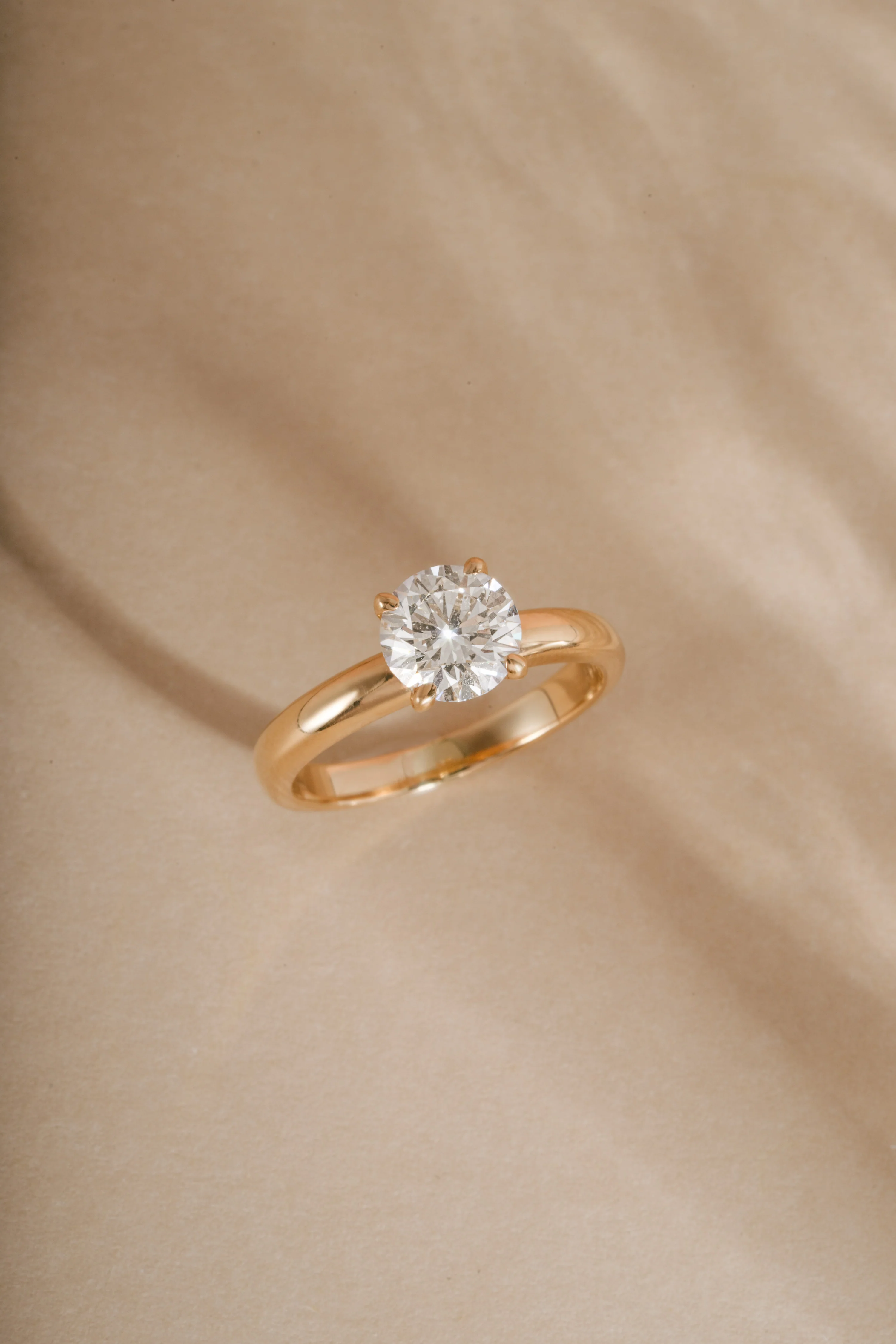 14K Solid Gold Round Solitaire Lab Grown Diamond Ring - Image 3
