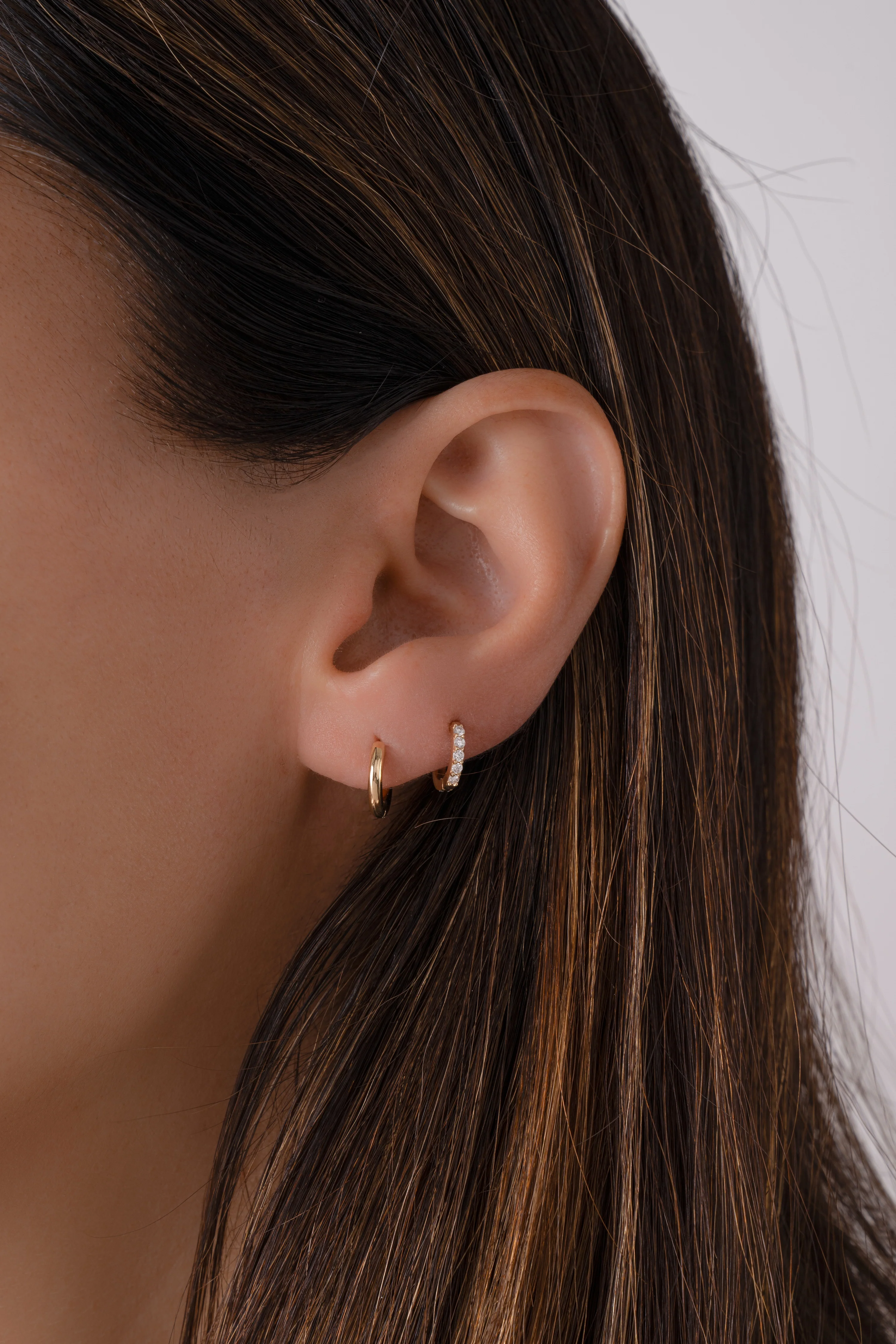 14K Solid Gold Simple Huggies - Image 2