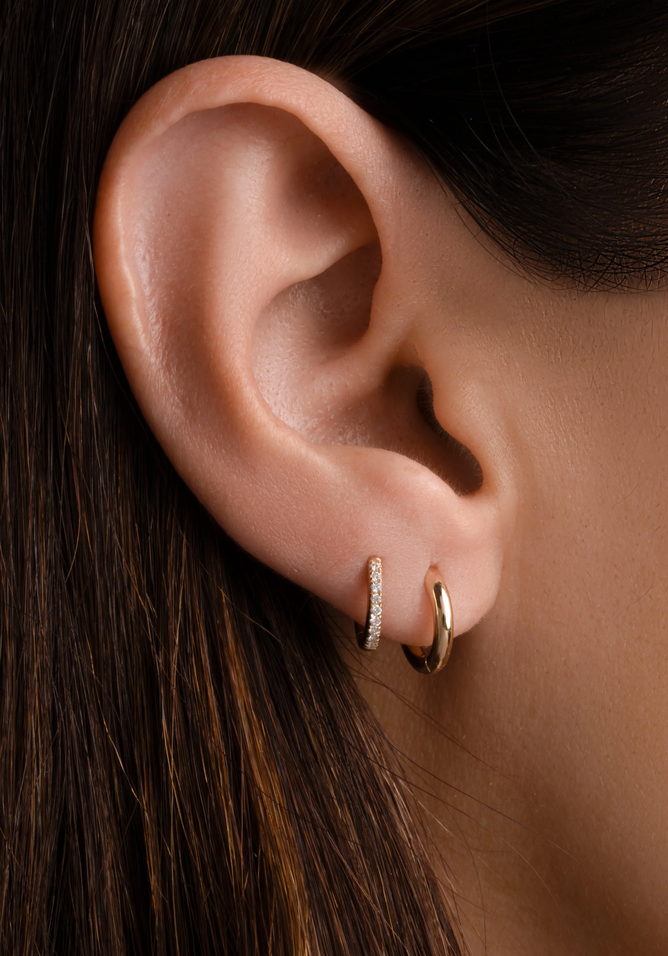 14K Solid Gold Simple Huggies - Image 4