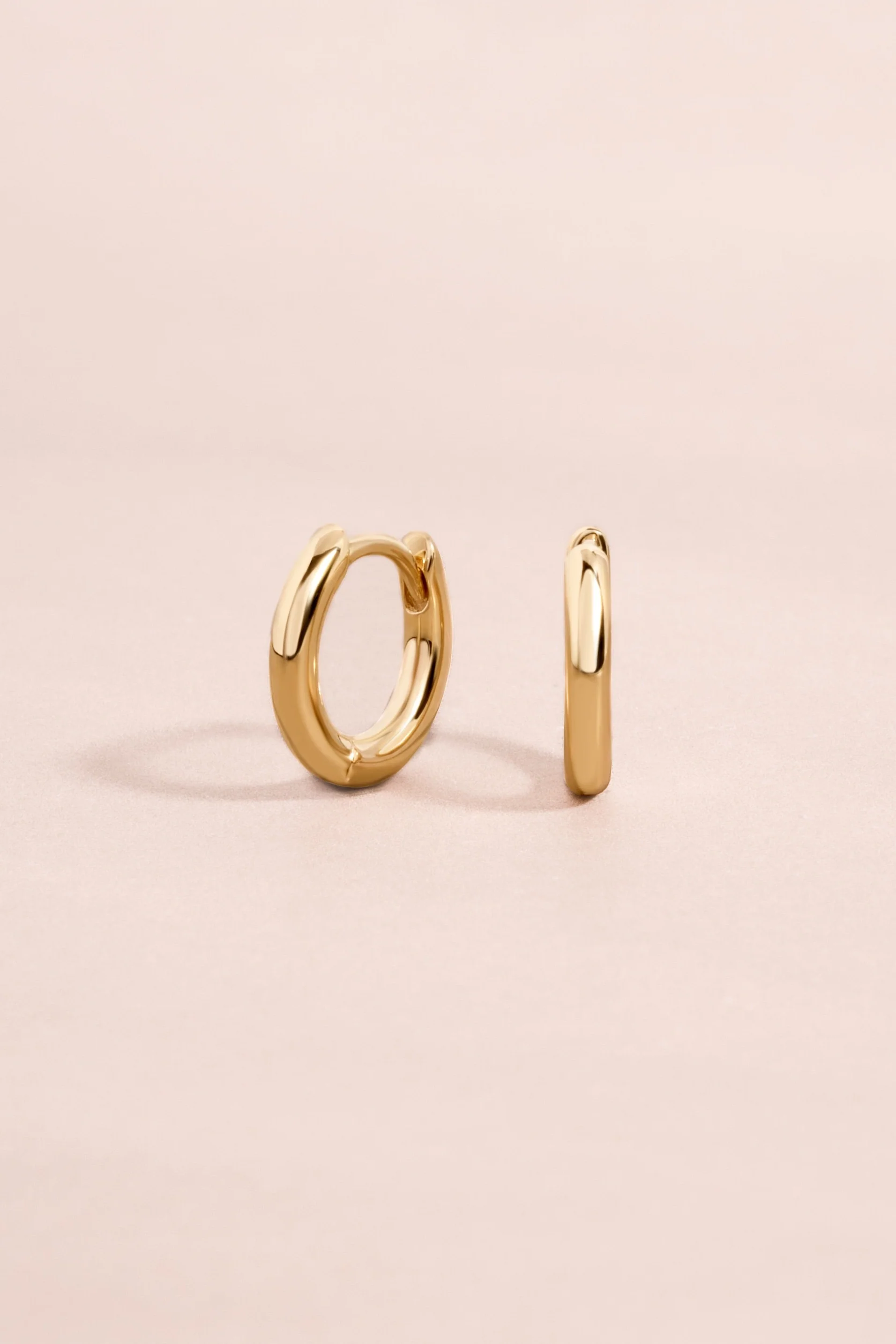 14K Solid Gold Simple Huggies - Image 5