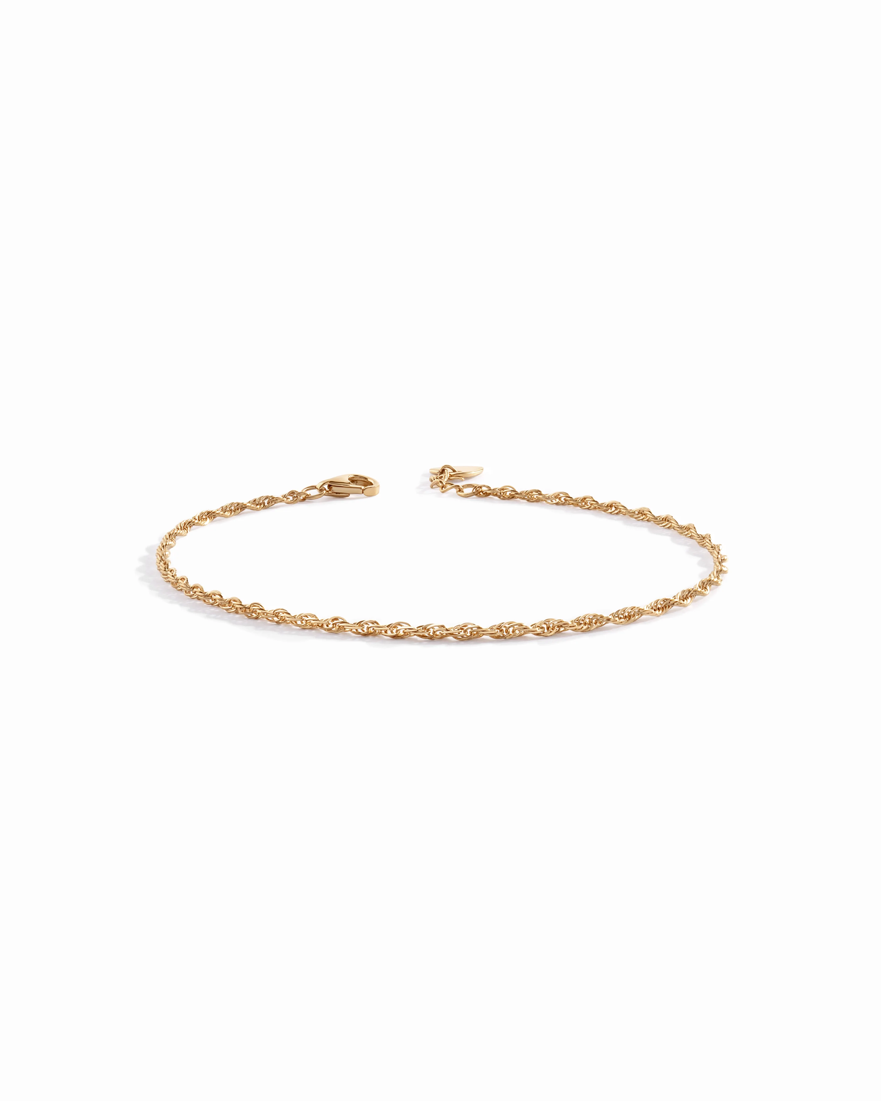 14K Solid Gold Twisted Rope Chain Bracelet