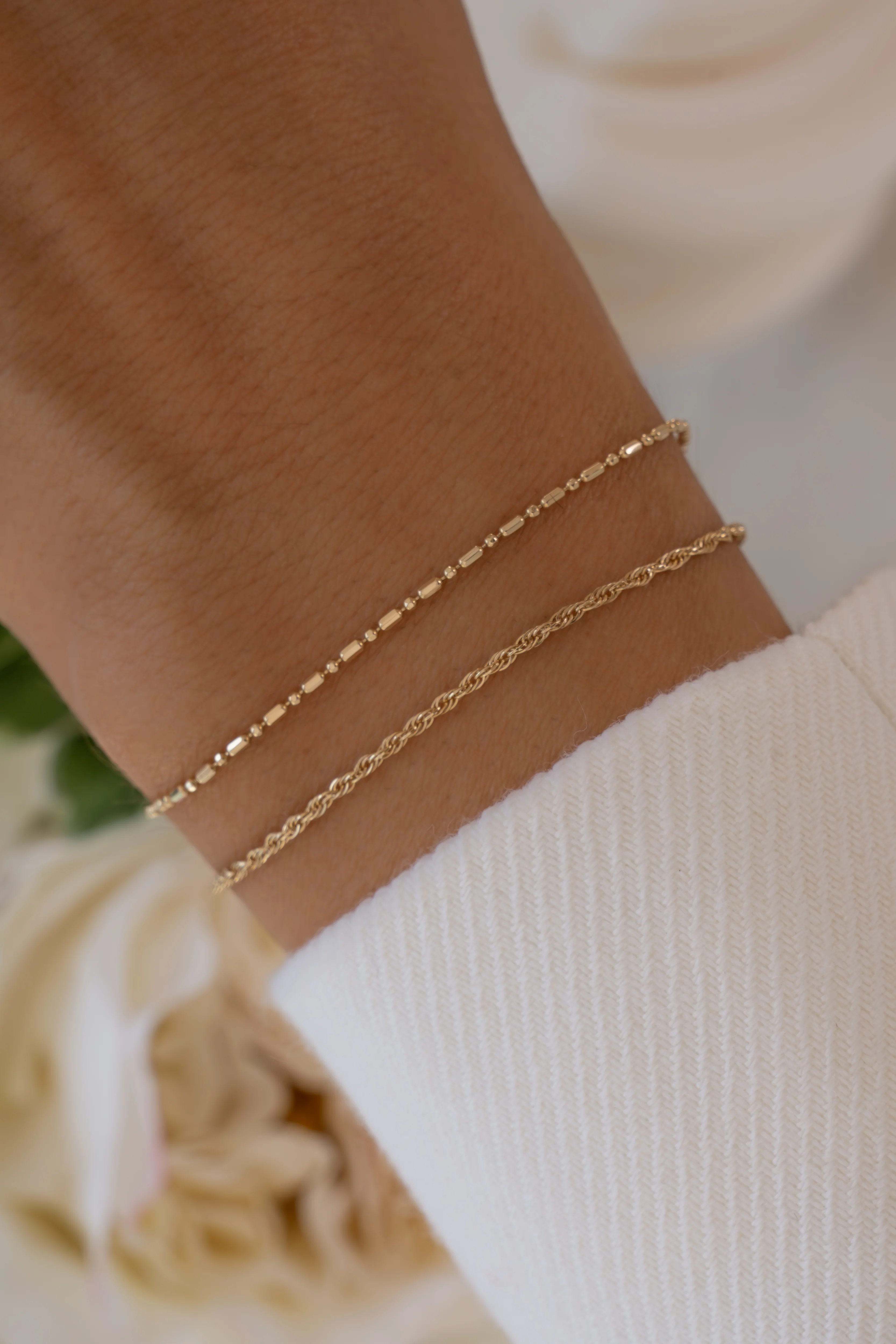 14K Solid Gold Twisted Rope Chain Bracelet - Image 4