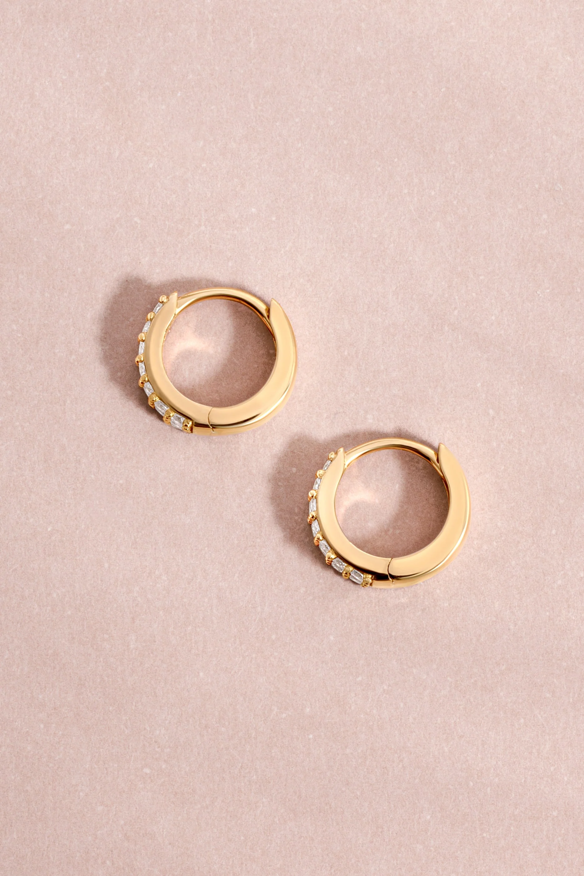 14K Solid Gold Two Row Lab Grown Diamond Huggies - Image 3
