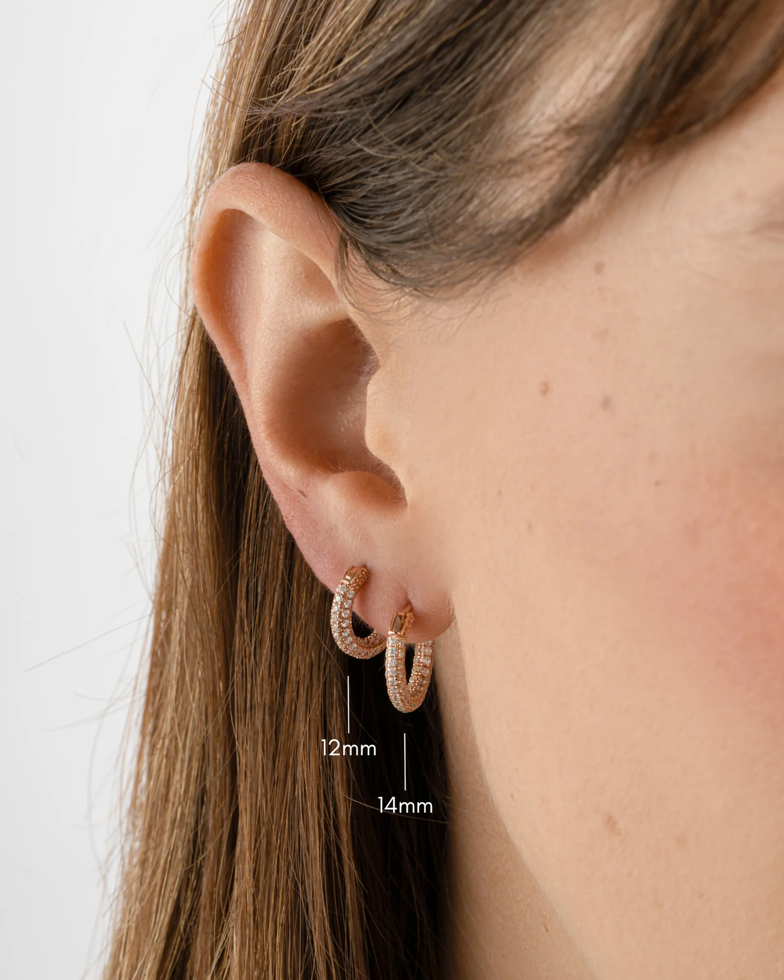 12mm Pavé Hoop Earrings - Image 4