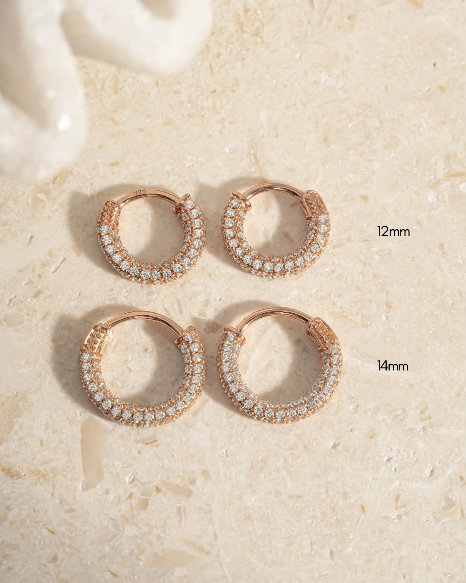 14mm Pavé Hoop Earrings - Image 5