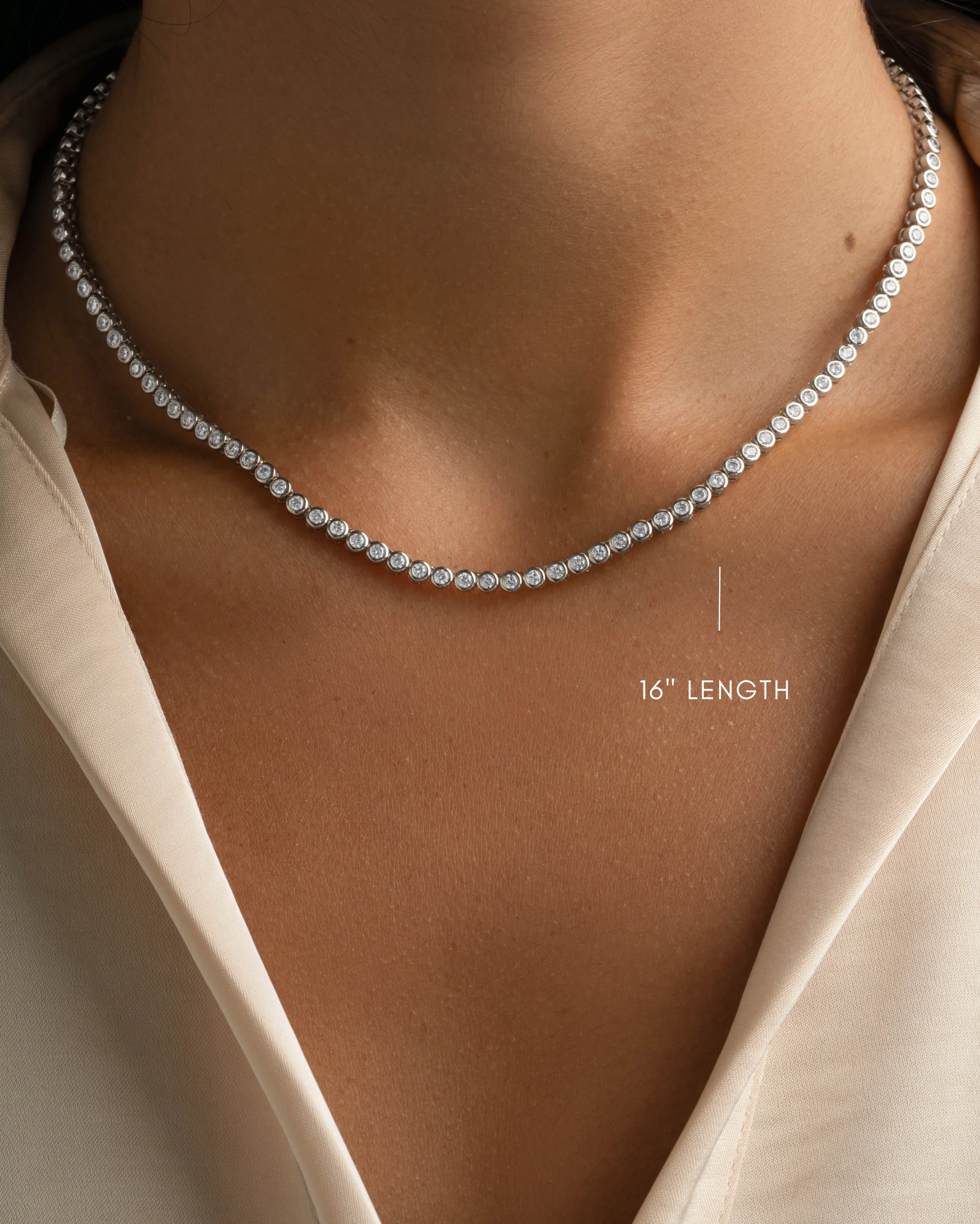 2.5mm Round Bezel Tennis Necklace - Image 4