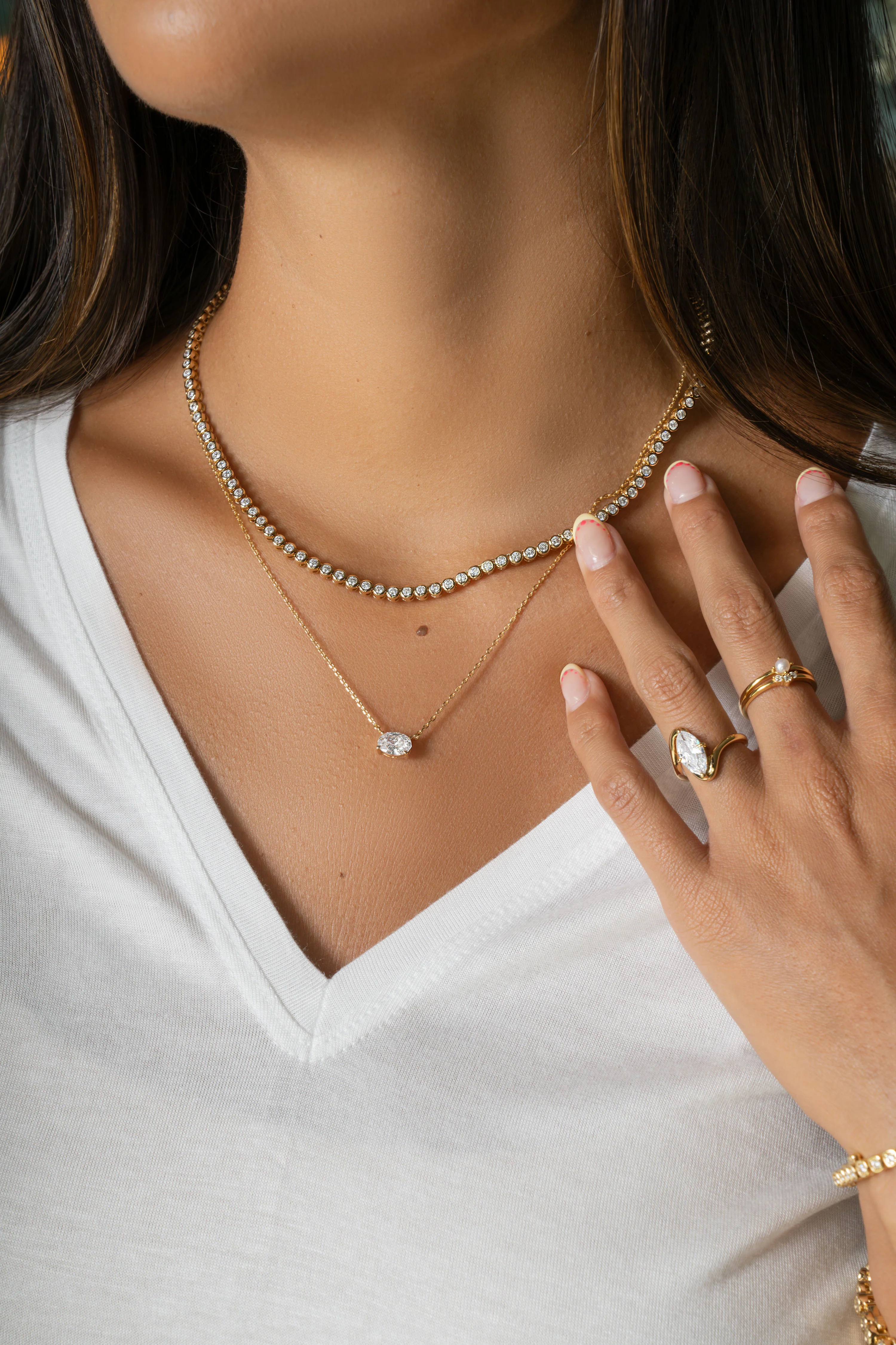 2.5mm Round Bezel Tennis Necklace - Image 6
