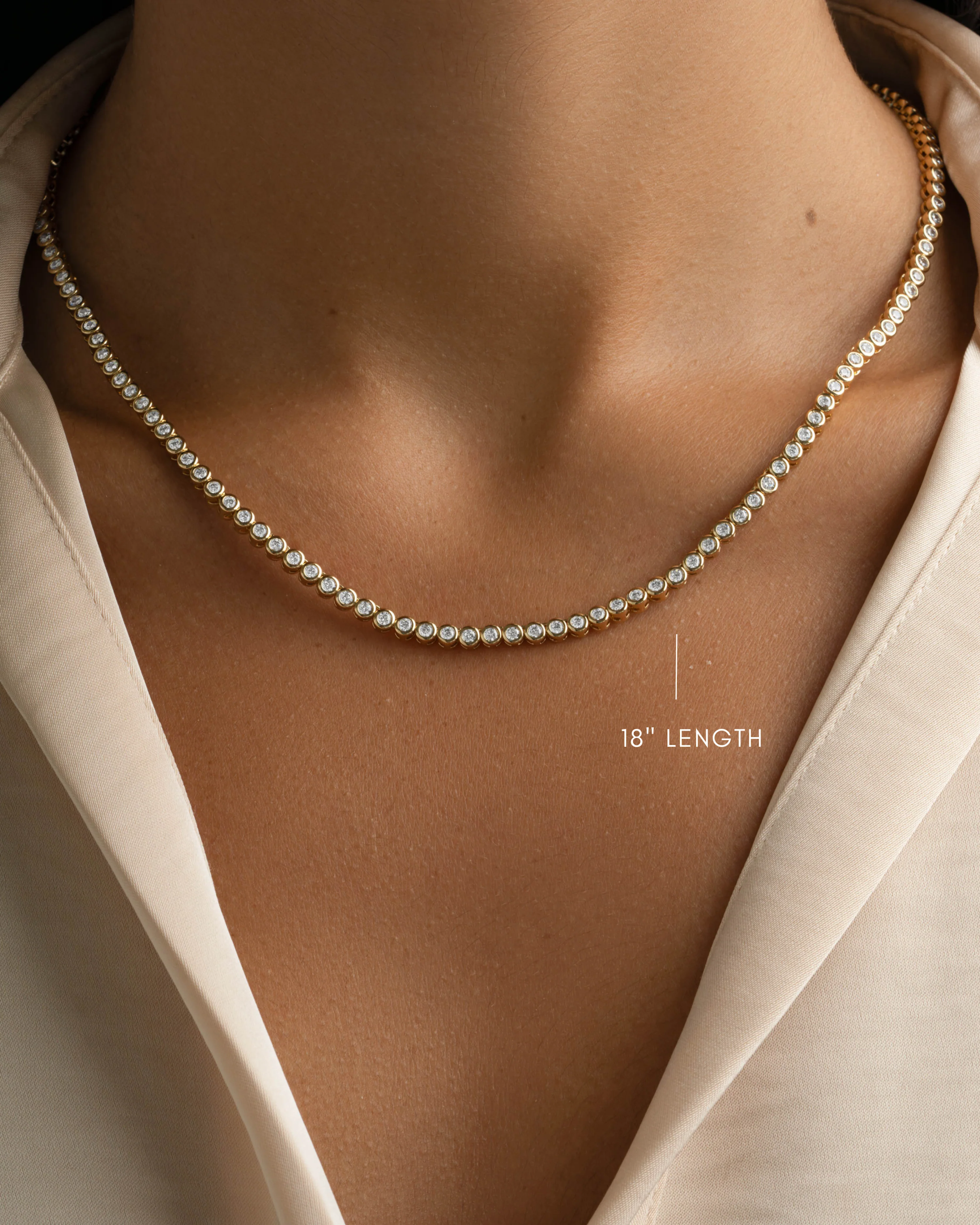 2.5mm Round Bezel Tennis Necklace - Image 9