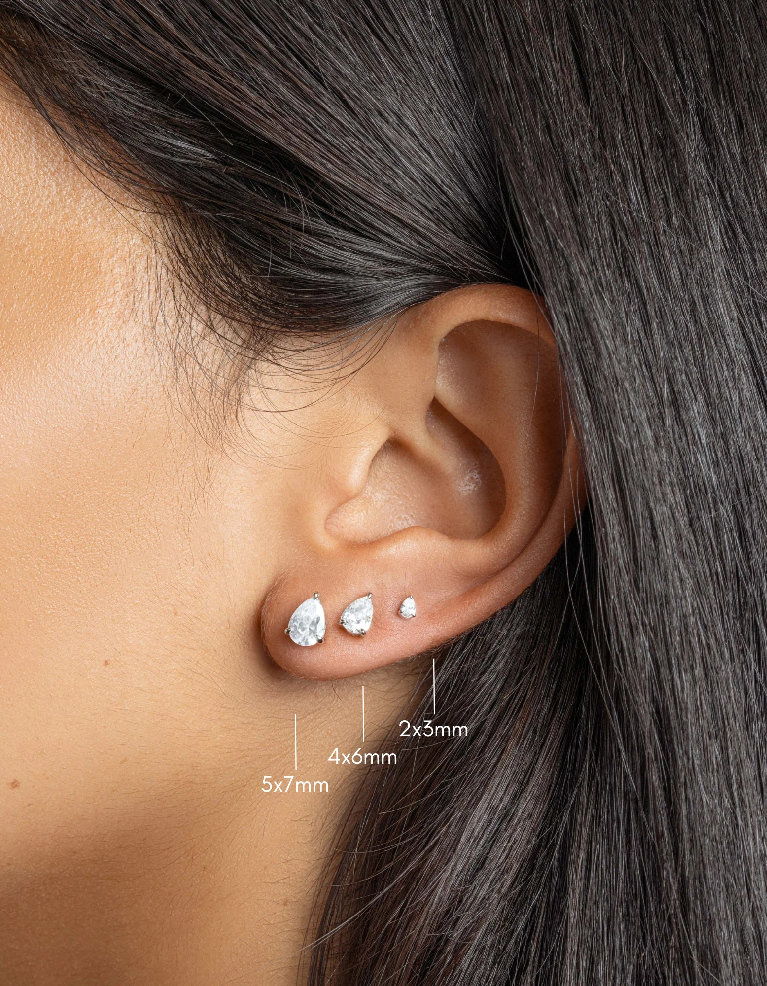 2x3mm Pear Studs (Multiple Sizes Available) - Image 9