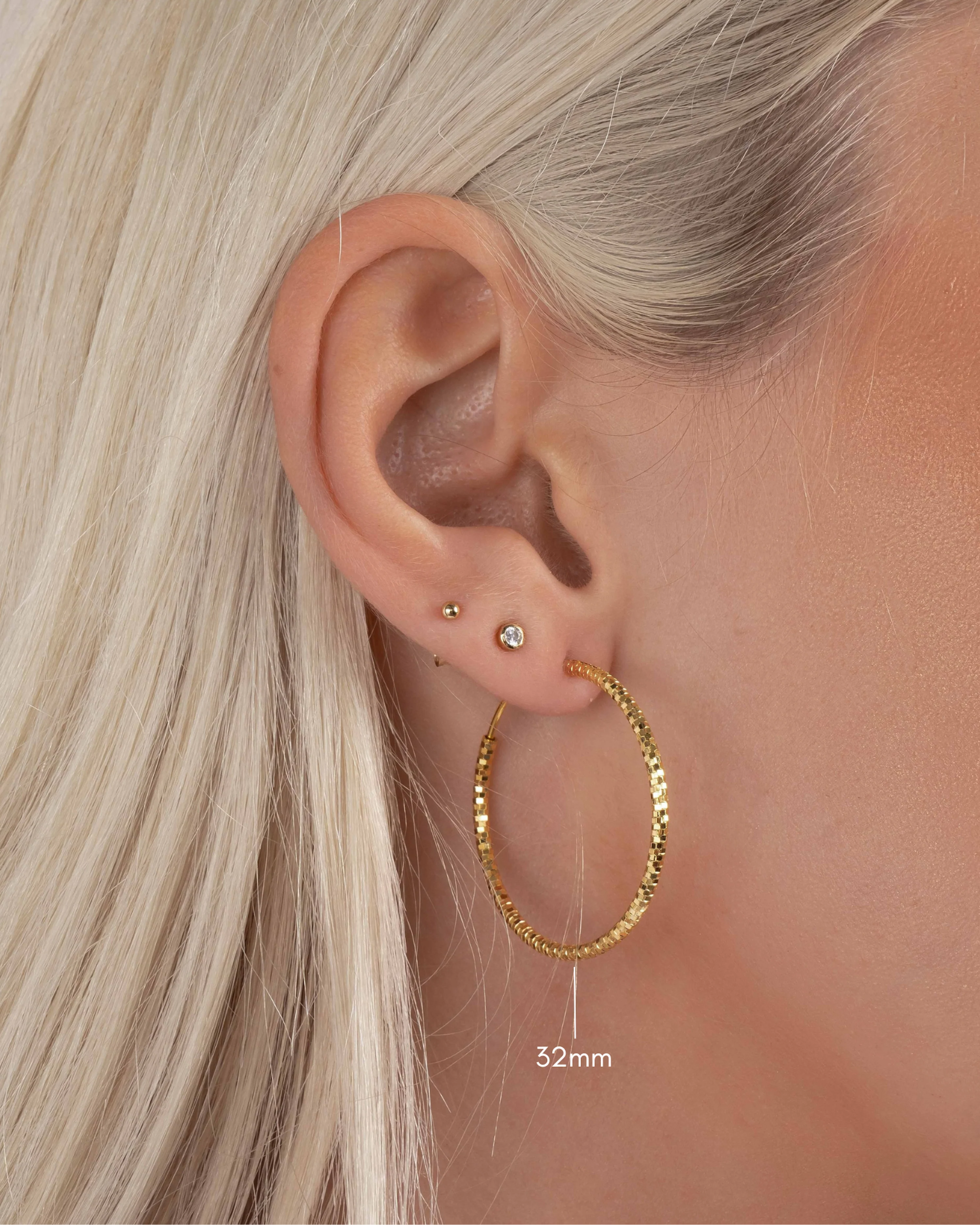 32mm Diamond Cut Hoops - Image 3