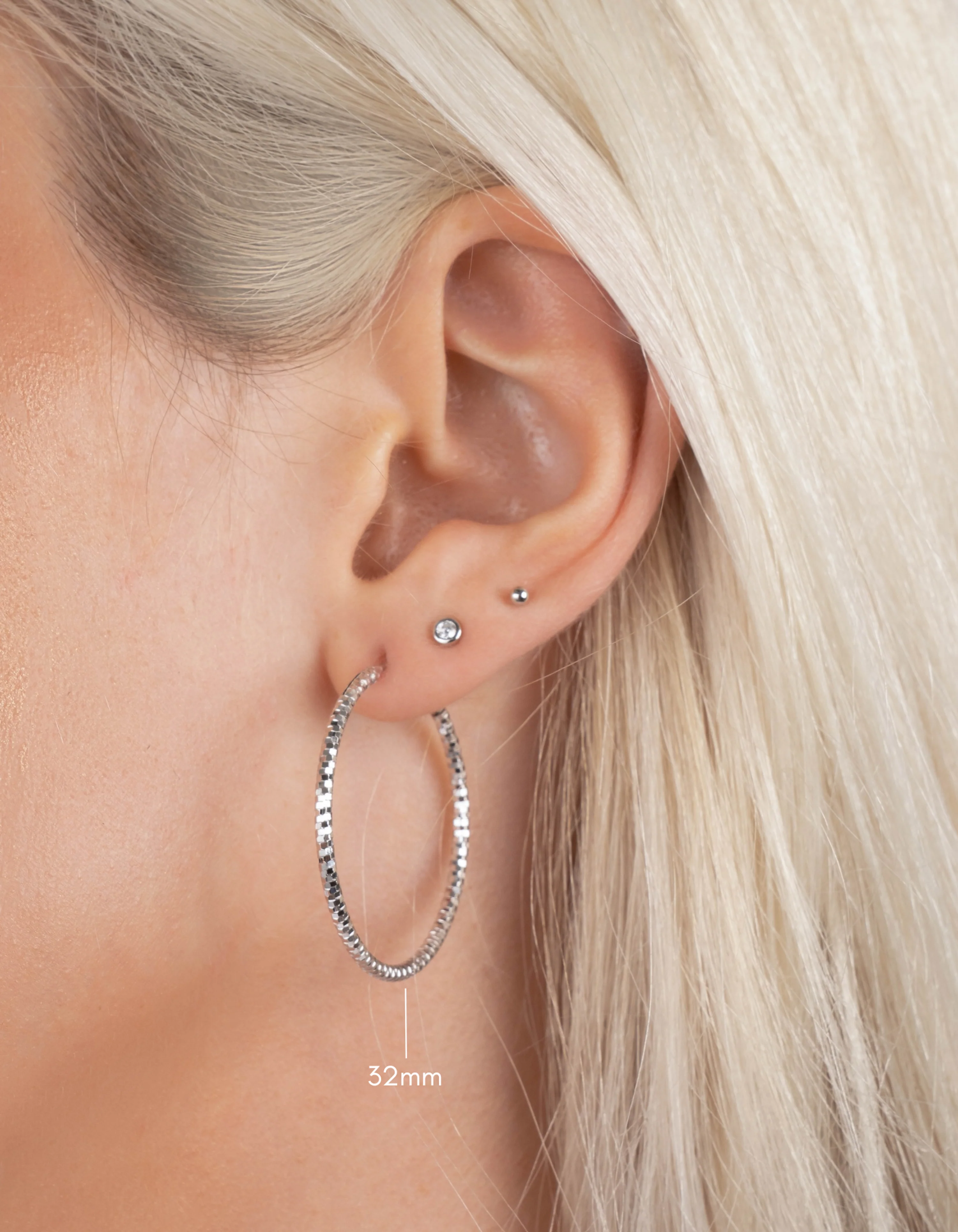 32mm Diamond Cut Hoops - Image 4