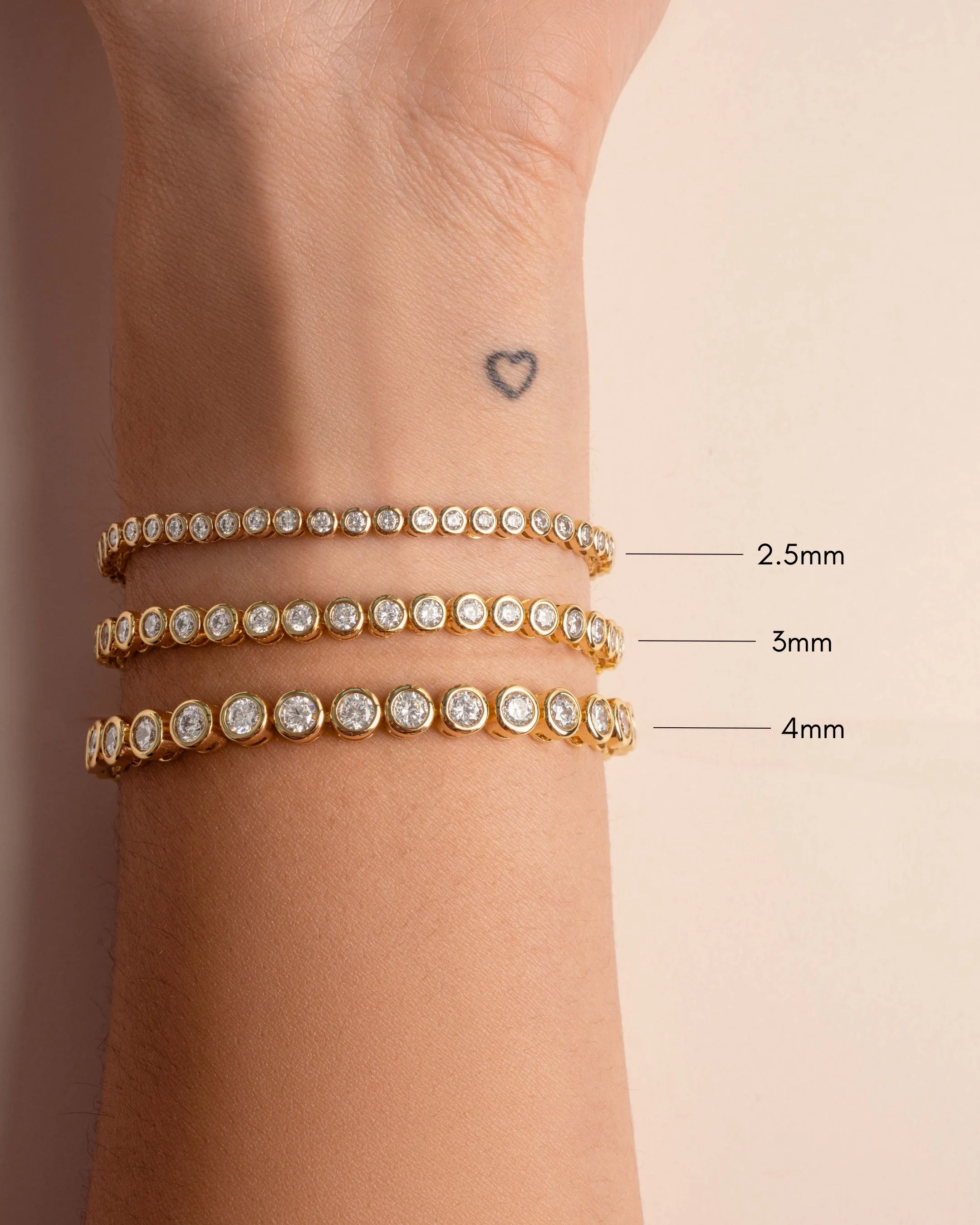 2.5mm Round Bezel Tennis Bracelet - Image 4