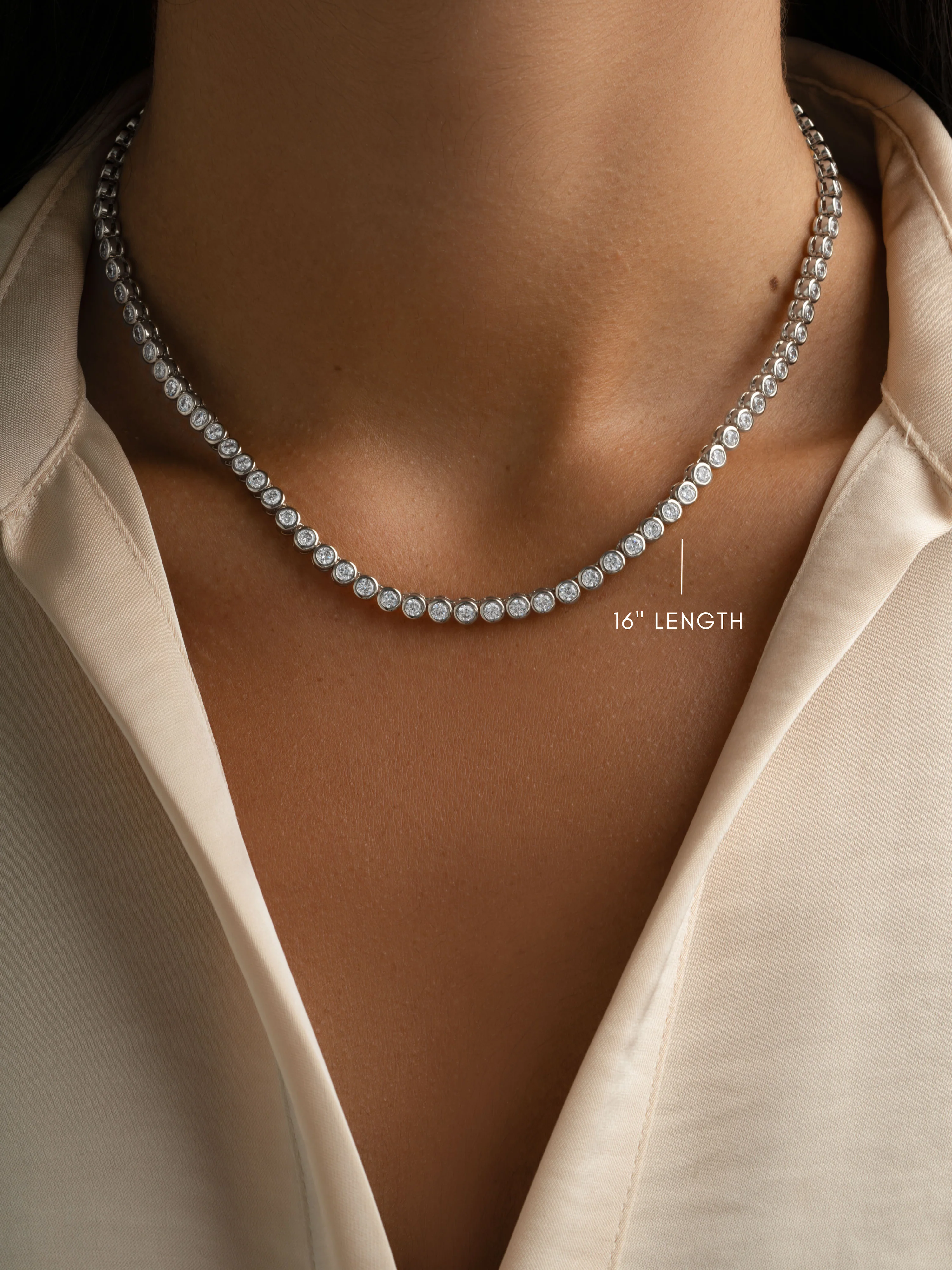 3mm Round Bezel Tennis Necklace - Image 4