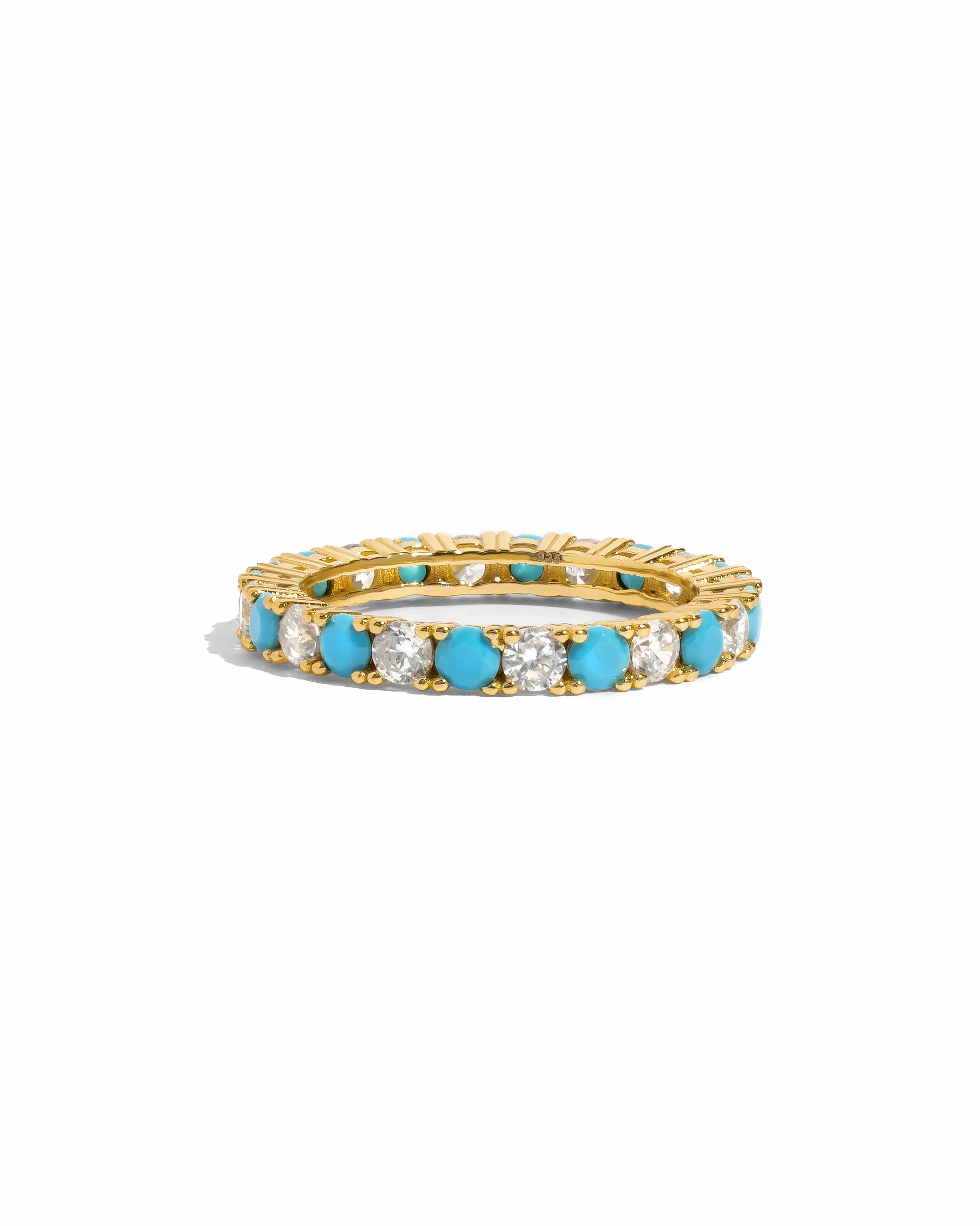 3mm Studded Turquoise Eternity Ring