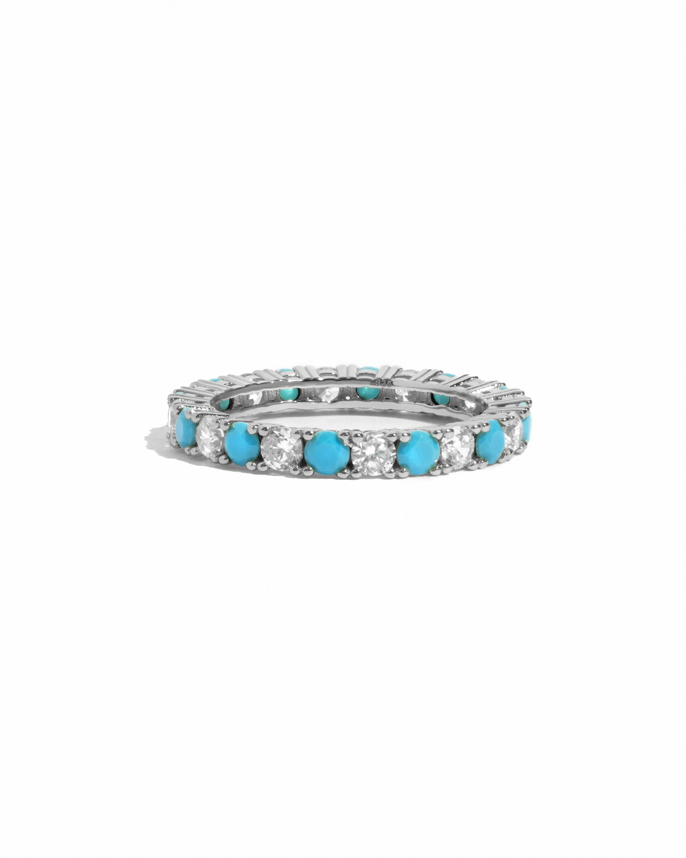 3mm Studded Turquoise Eternity Ring - Image 10