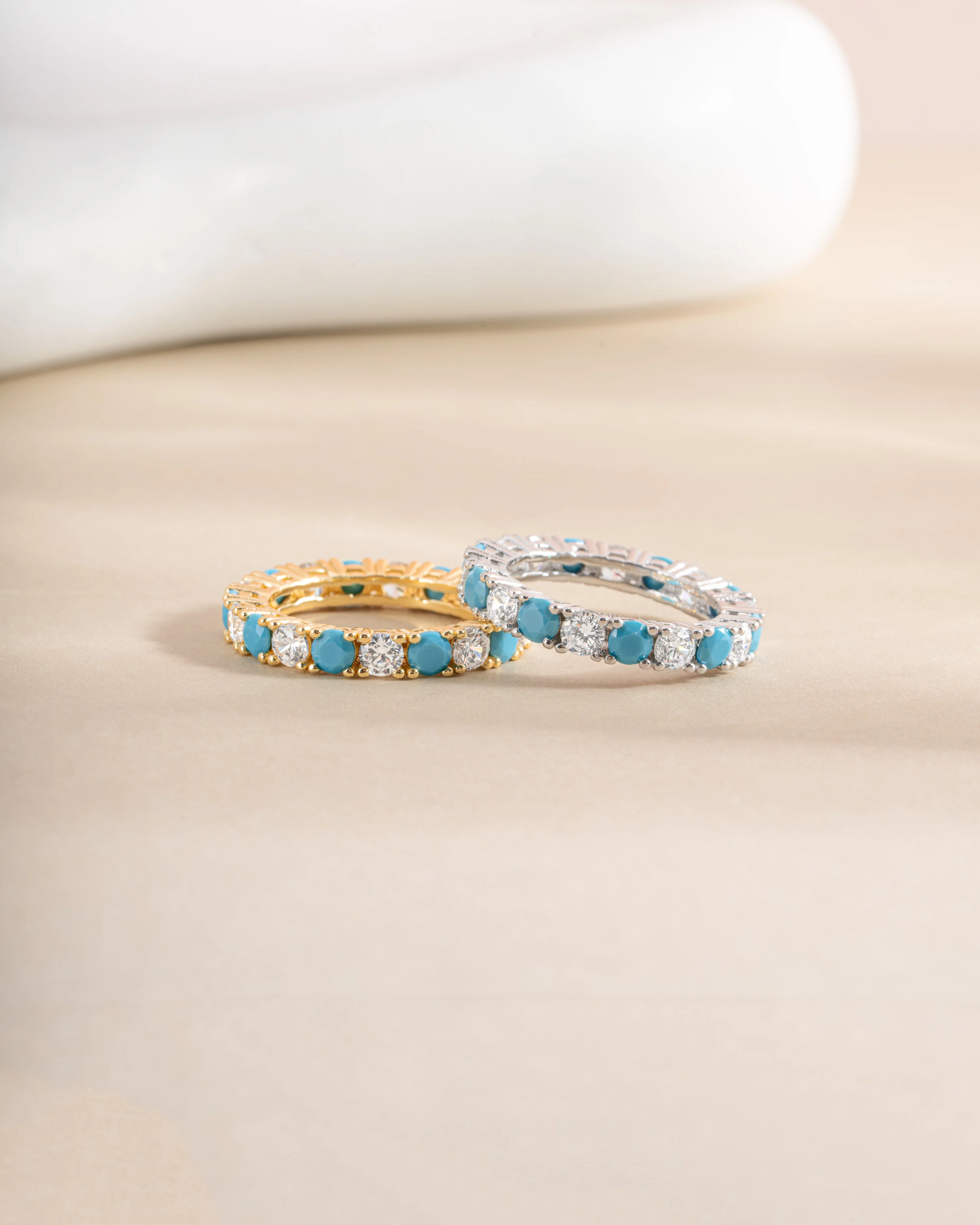 3mm Studded Turquoise Eternity Ring - Image 3