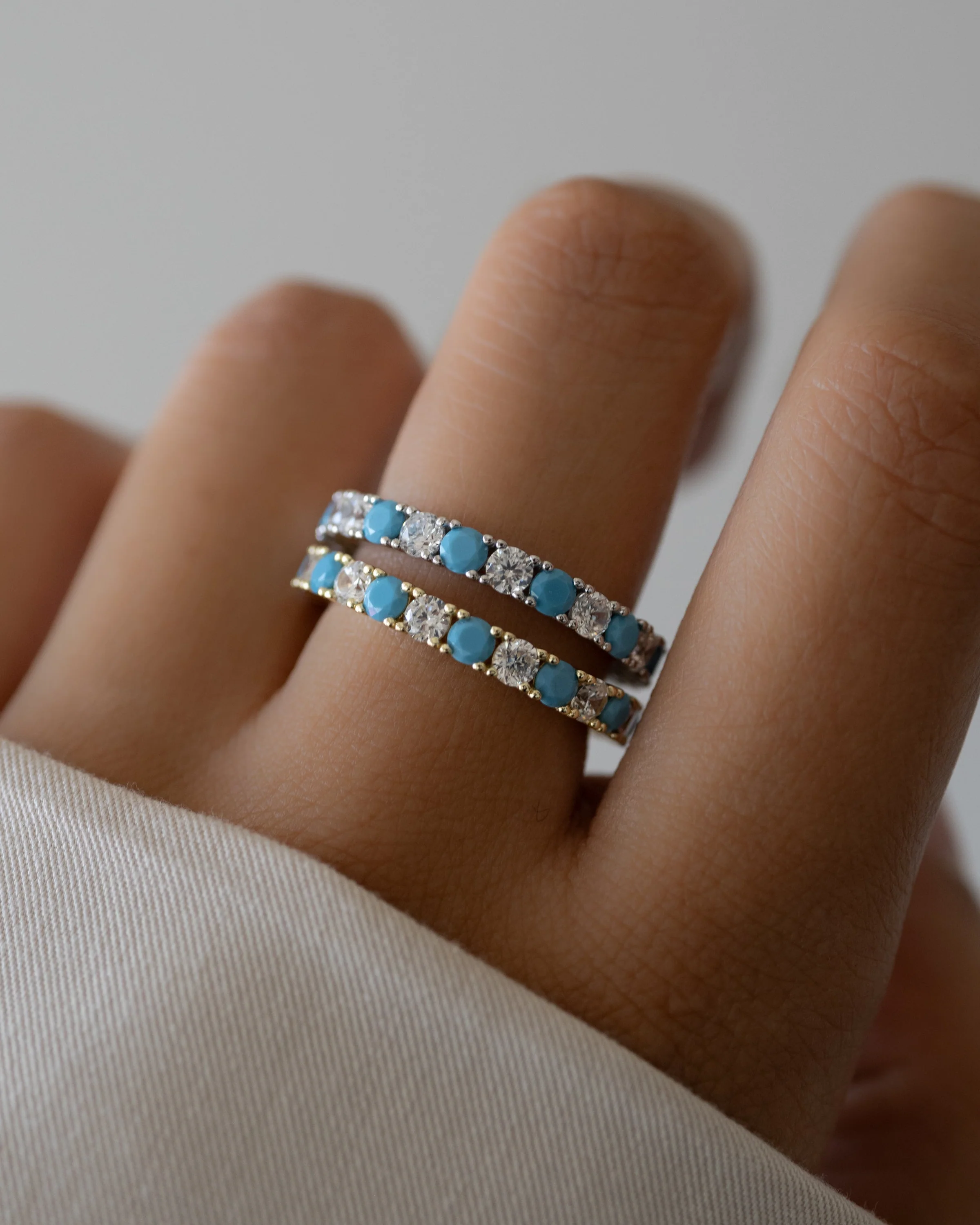3mm Studded Turquoise Eternity Ring - Image 4