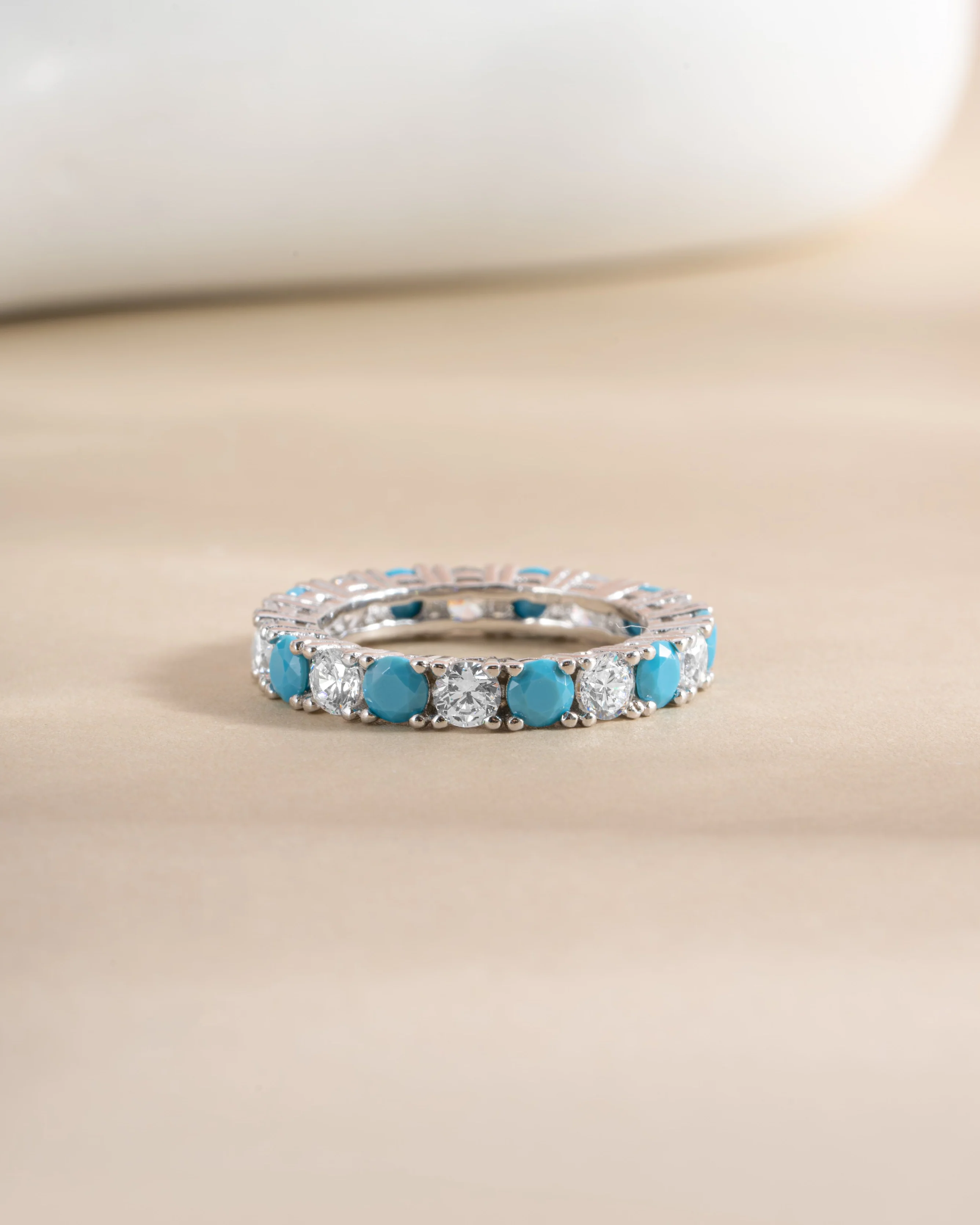 3mm Studded Turquoise Eternity Ring - Image 5