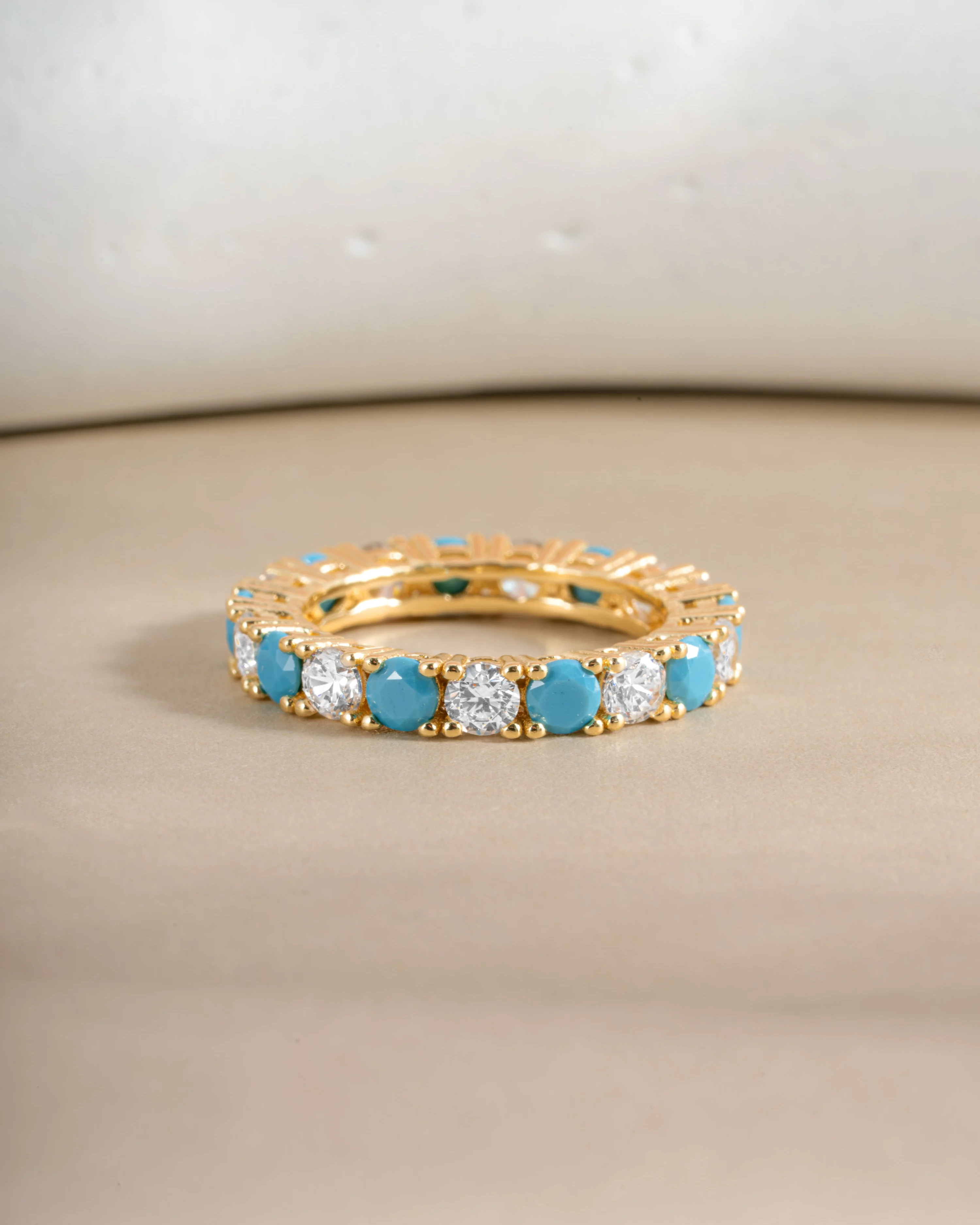 3mm Studded Turquoise Eternity Ring - Image 7