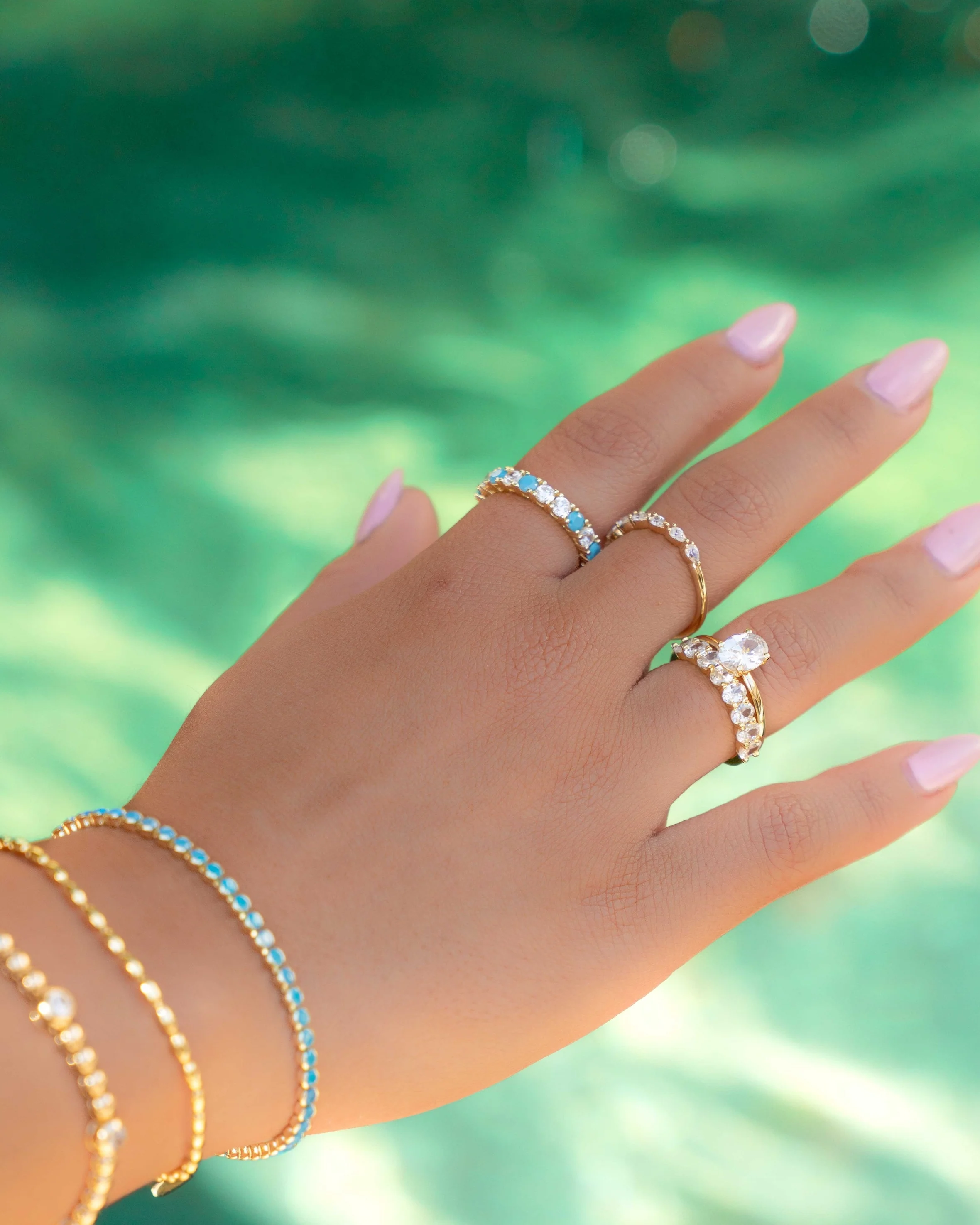 3mm Studded Turquoise Eternity Ring - Image 8