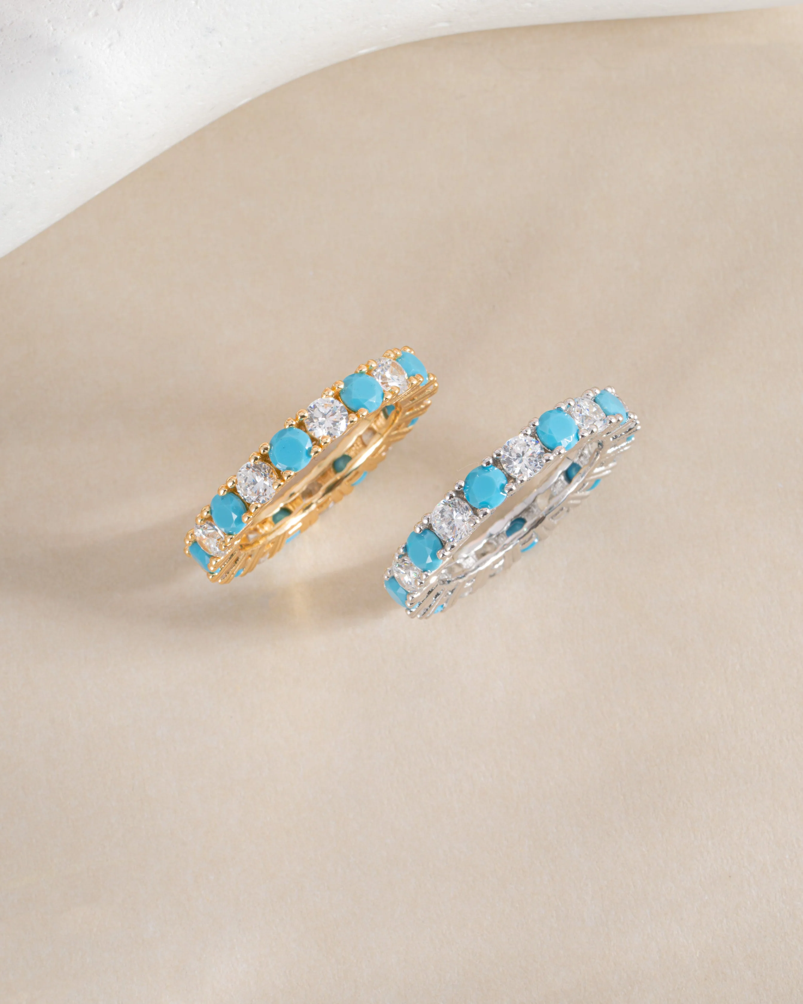3mm Studded Turquoise Eternity Ring - Image 9