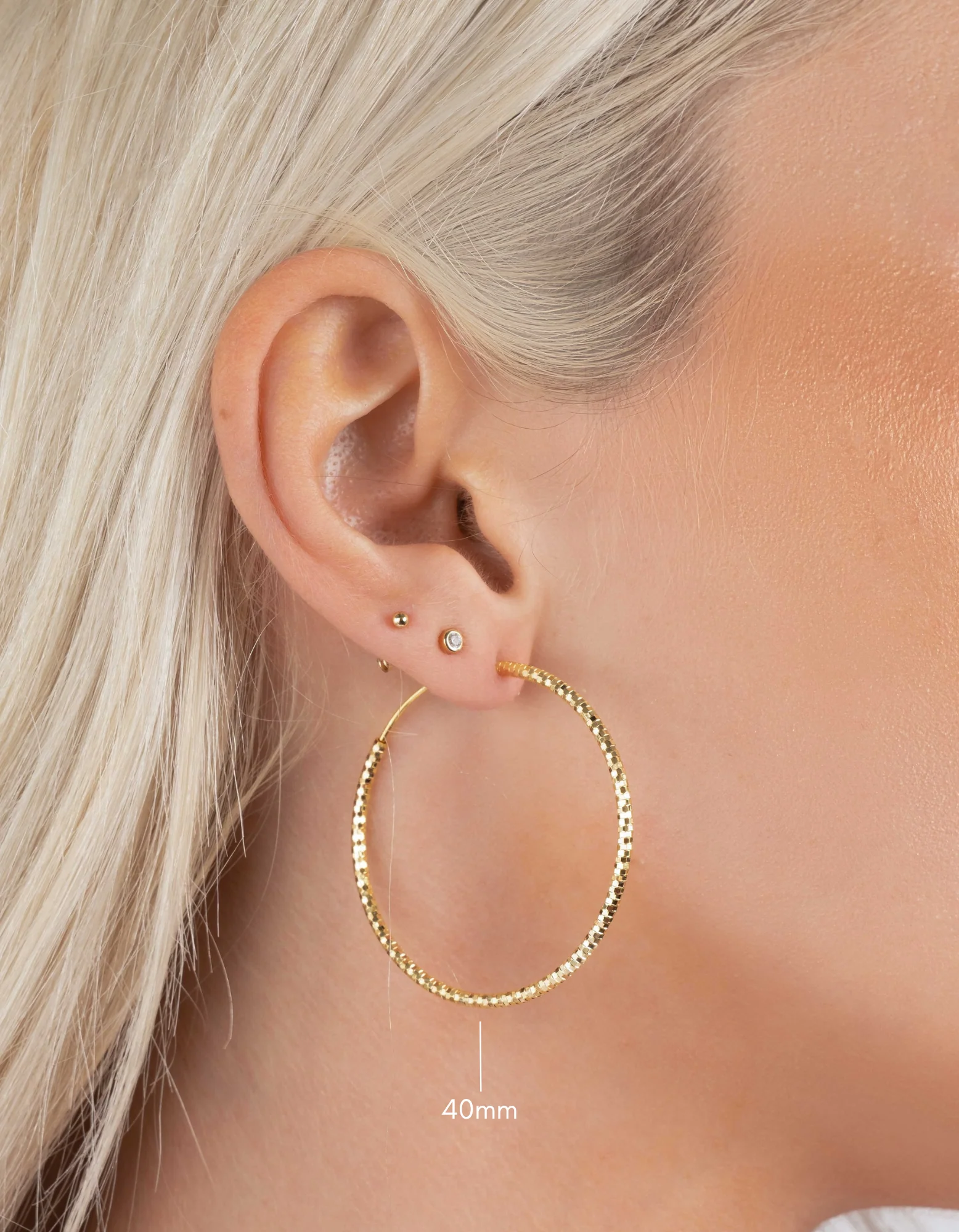 40mm Diamond Cut Hoops - Image 2
