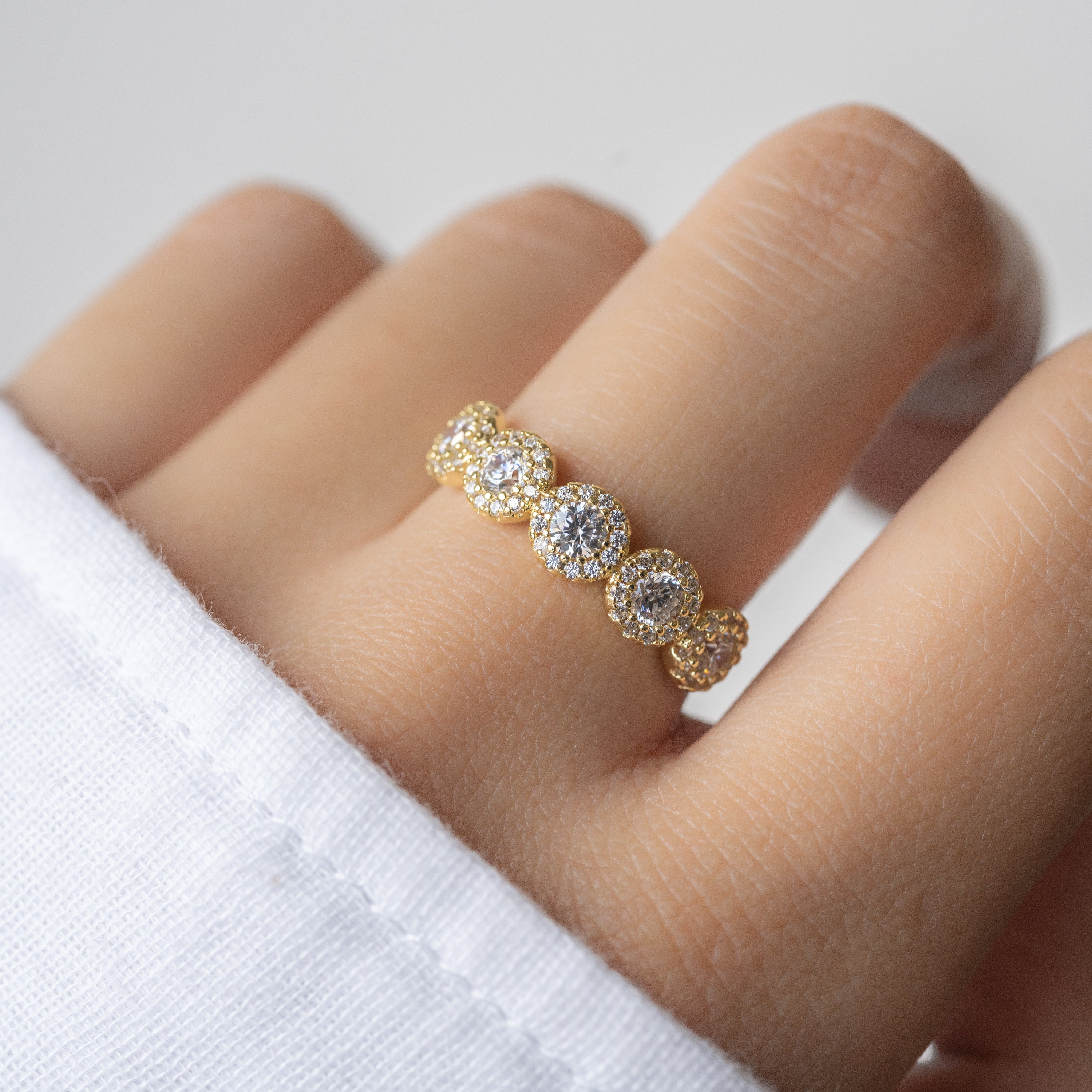 5 Stone Halo Ring - Image 2